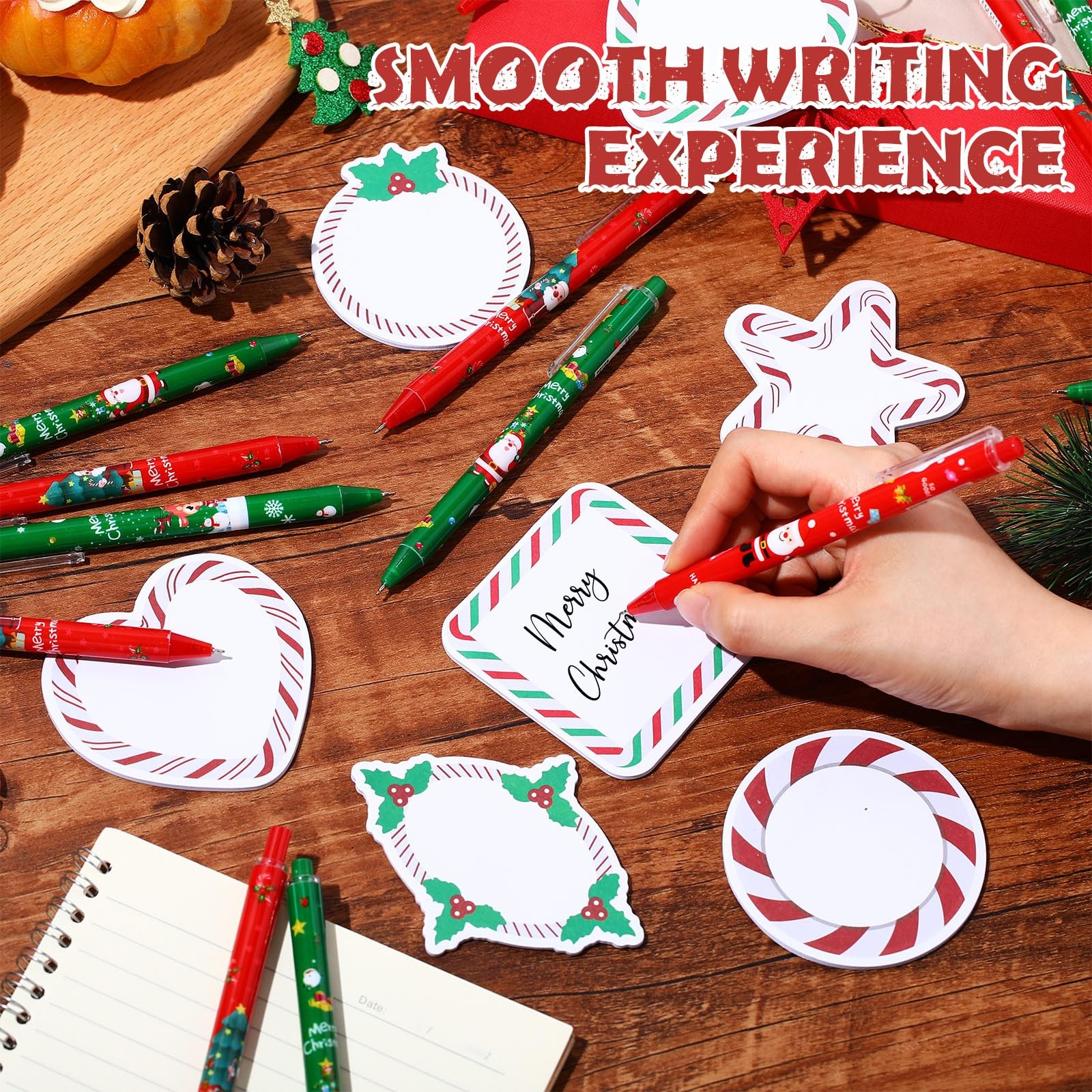 Spakon 48 Pcs Christmas Notepad Set Includes 24 Candy Red, Green