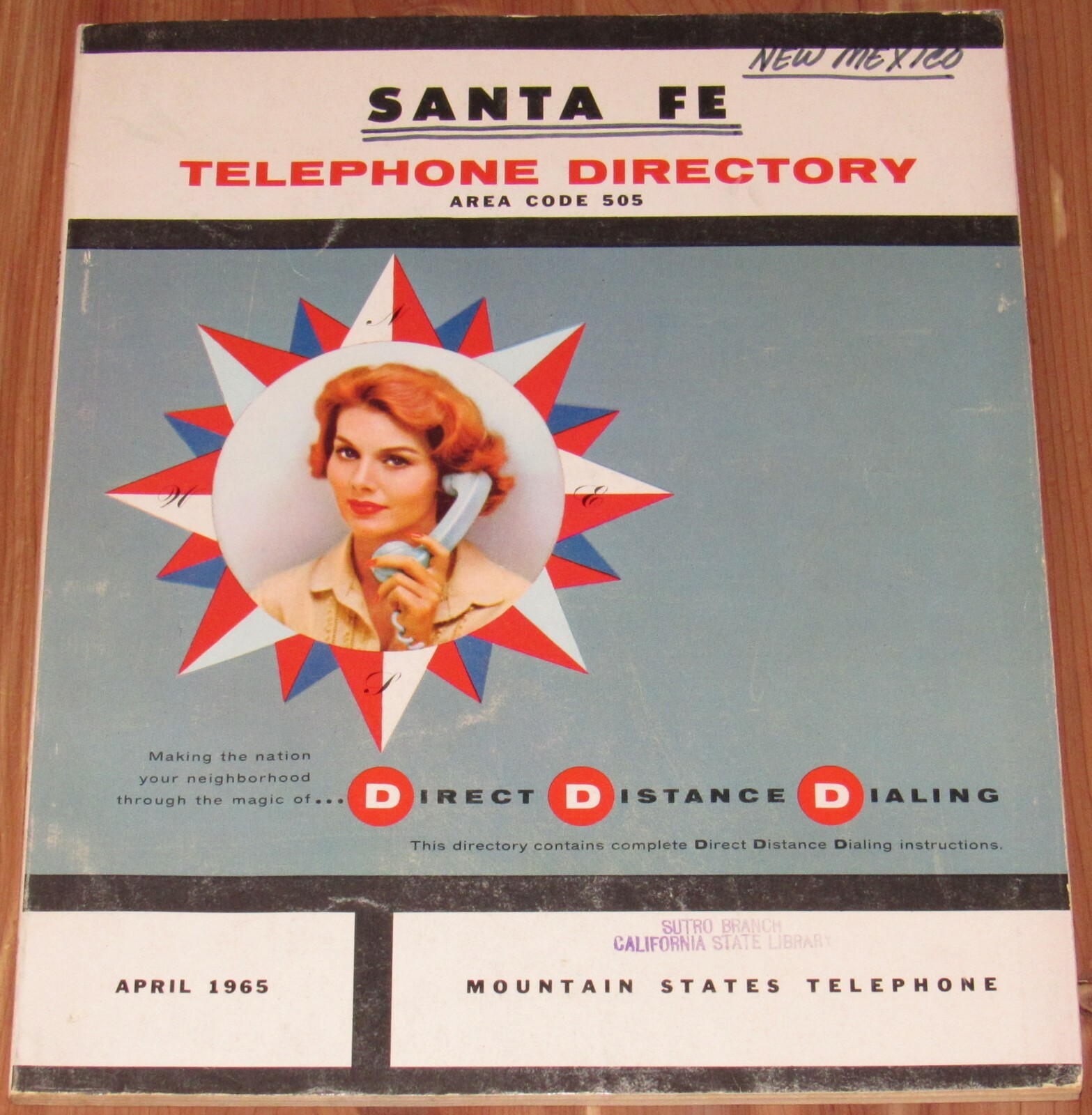 1965 NEW MEXICO TELEPHONE DIRECTORY, SANTA FE, AREA CODE 505, RESIDENTIAL & BUSI