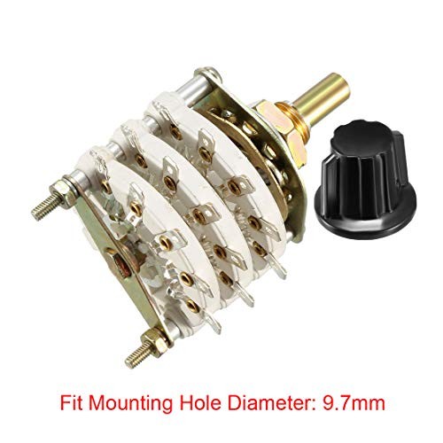 uxcell 3P4T 3 Pole 4 Position 3 Deck Band Channel Rotary Switch Selector with Kn