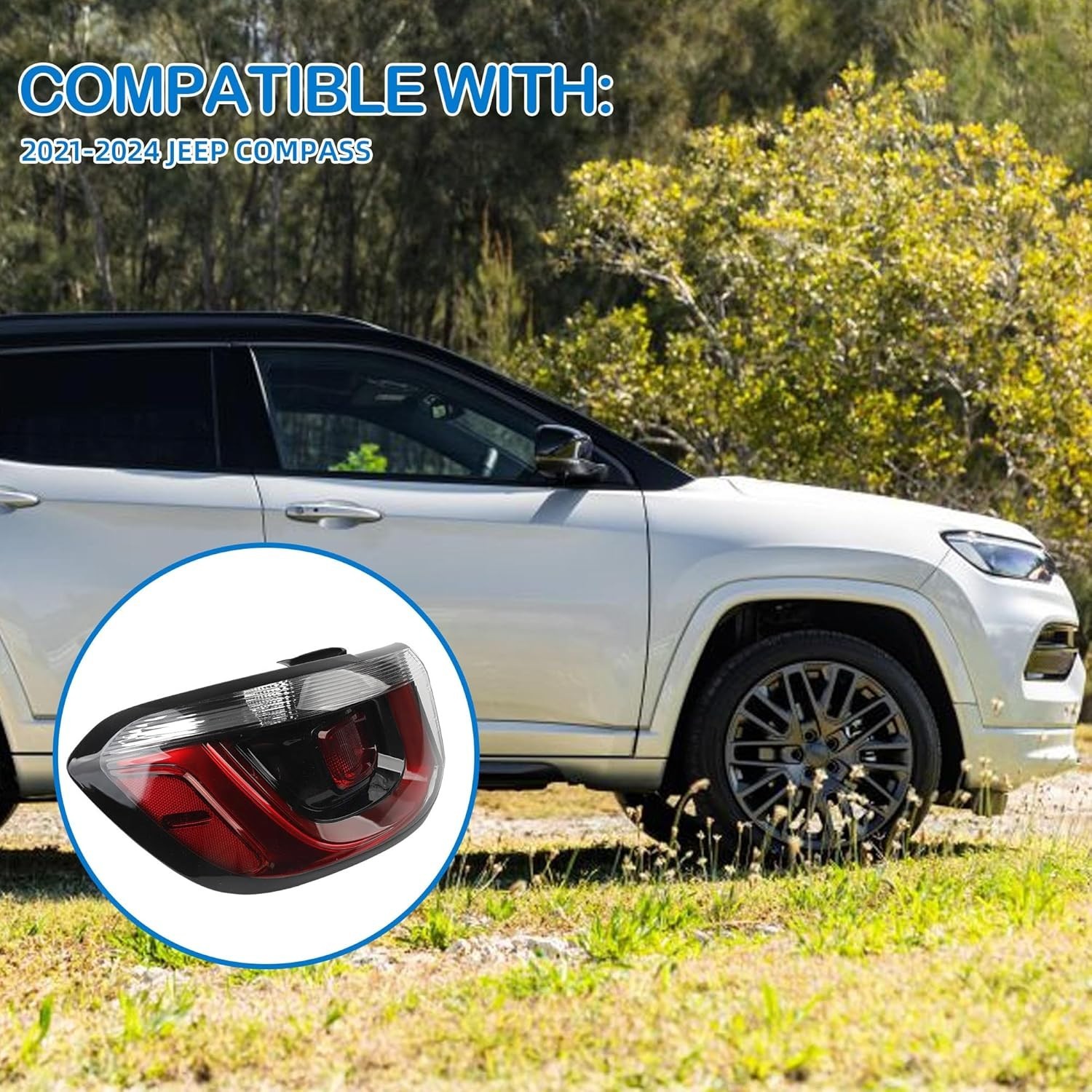 Left Driver Side Outer Tail Light Assembly 2021-2024 Jeep Compass Halogen Taill