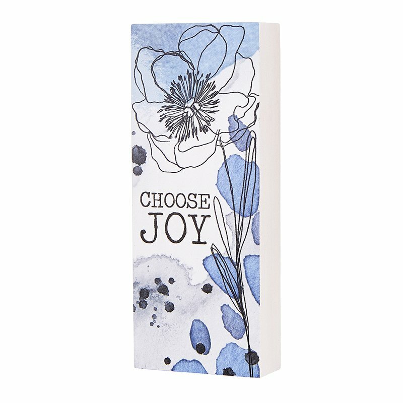 Choose Joy Block Inspirational Wooden Message NEW 2 x 5 x .75 inches Floral