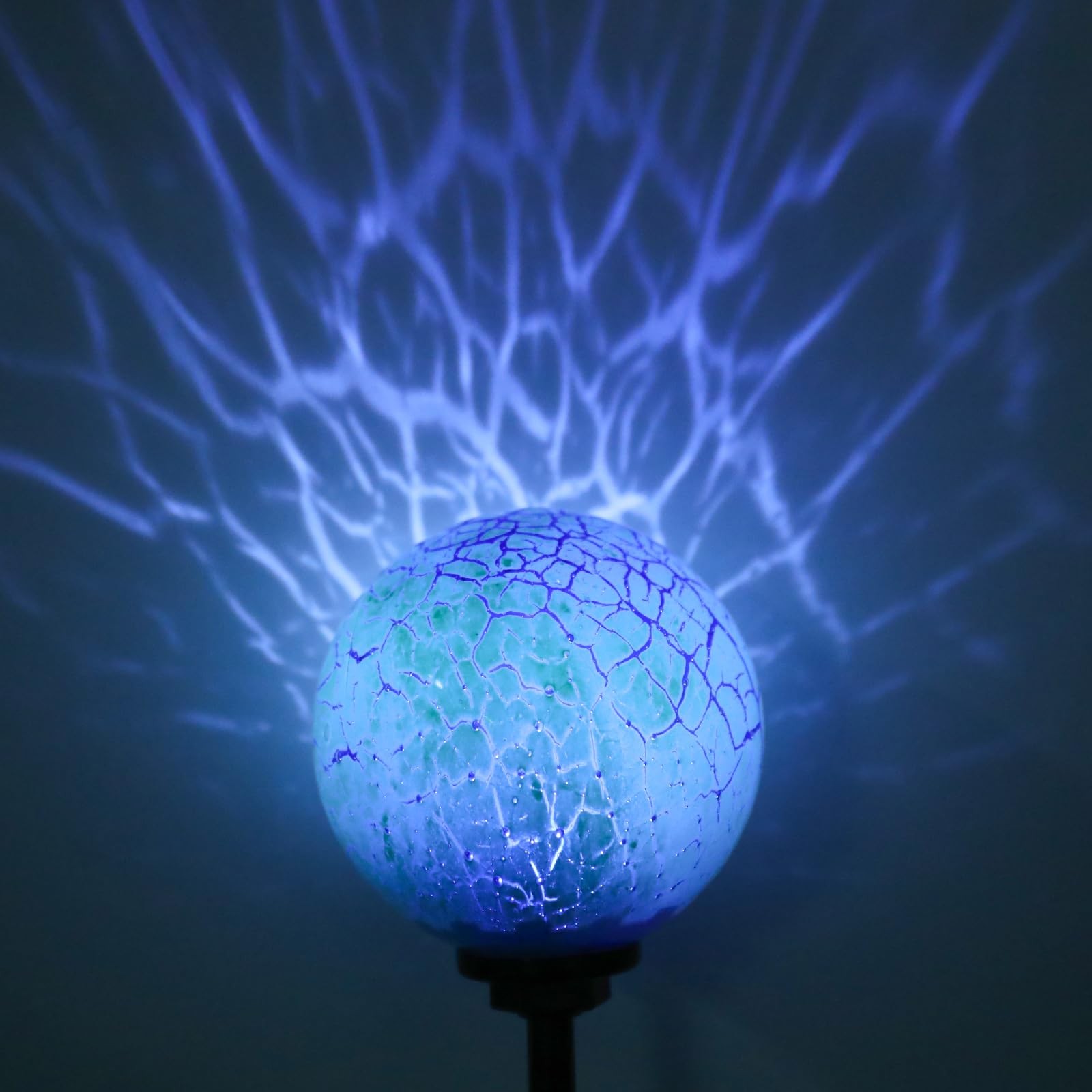 Solar Outdoor Decorative Swirl Solar Garden Stake Glaze Glass Garden Globe Li…