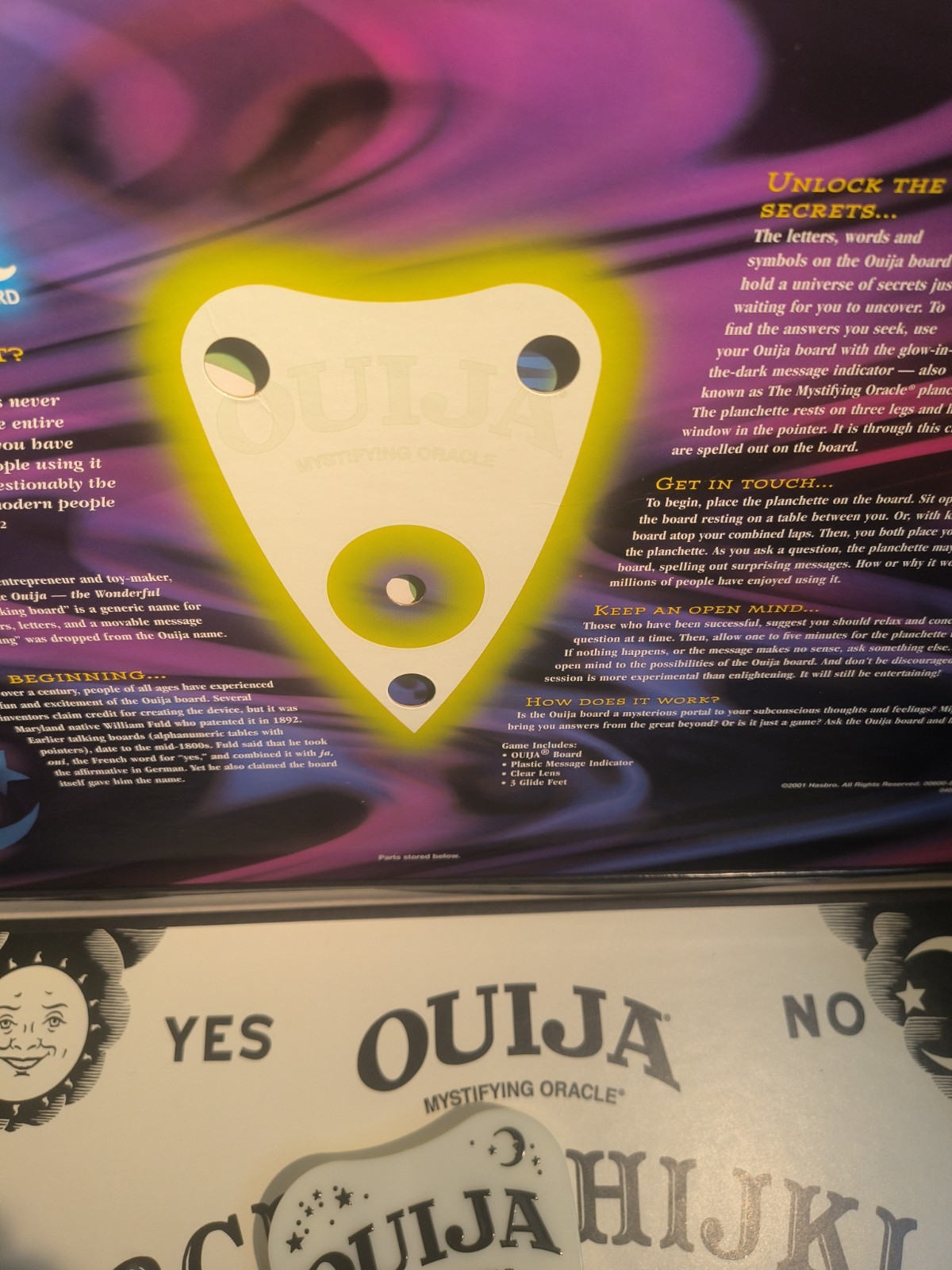 Ouija Board Glow in the Dark Vintage Parker Brothers 1998 USA Mystifying Oracle
