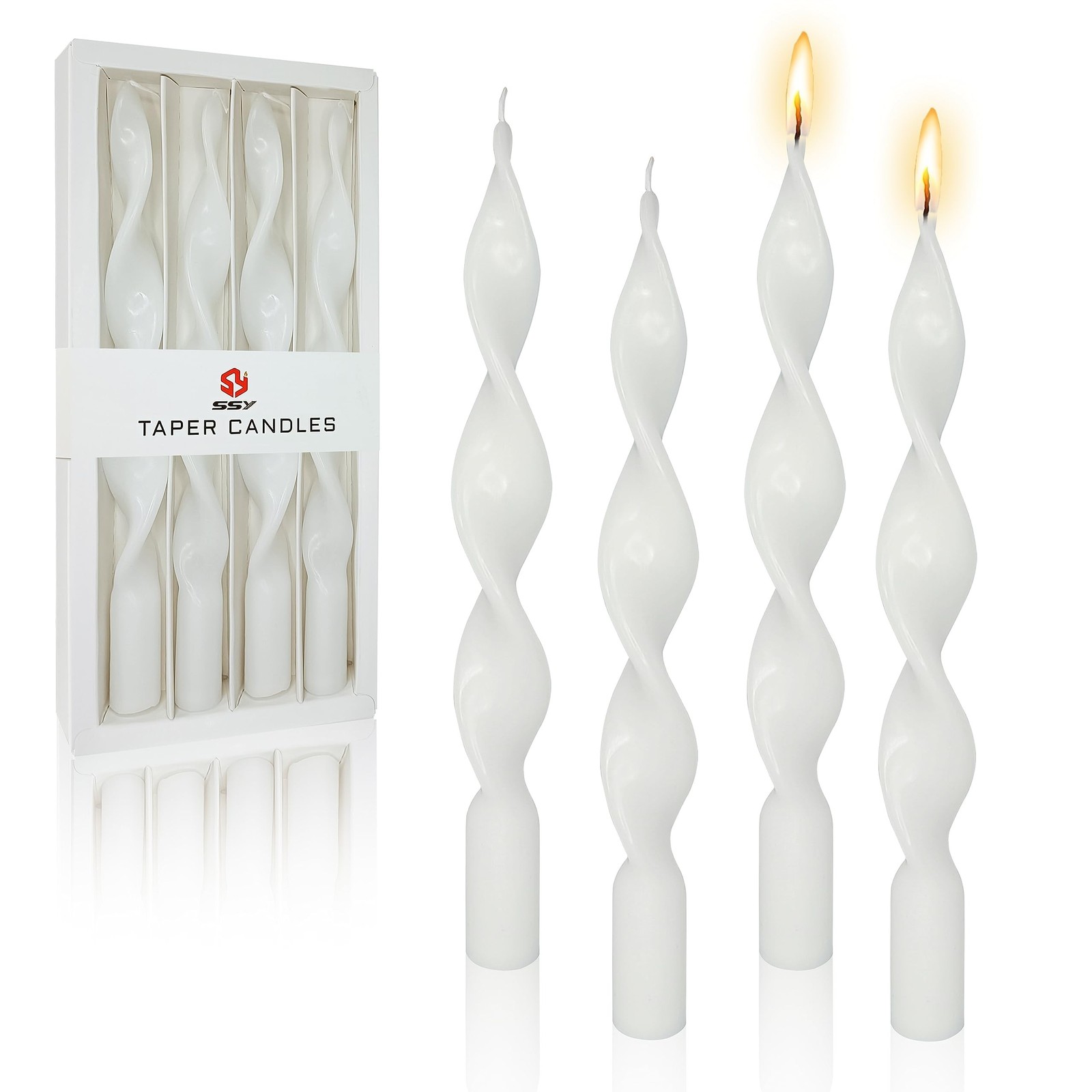 10 Inches Spiral Taper Candles Colorful Twisted Candle Dripless Long Candles,…