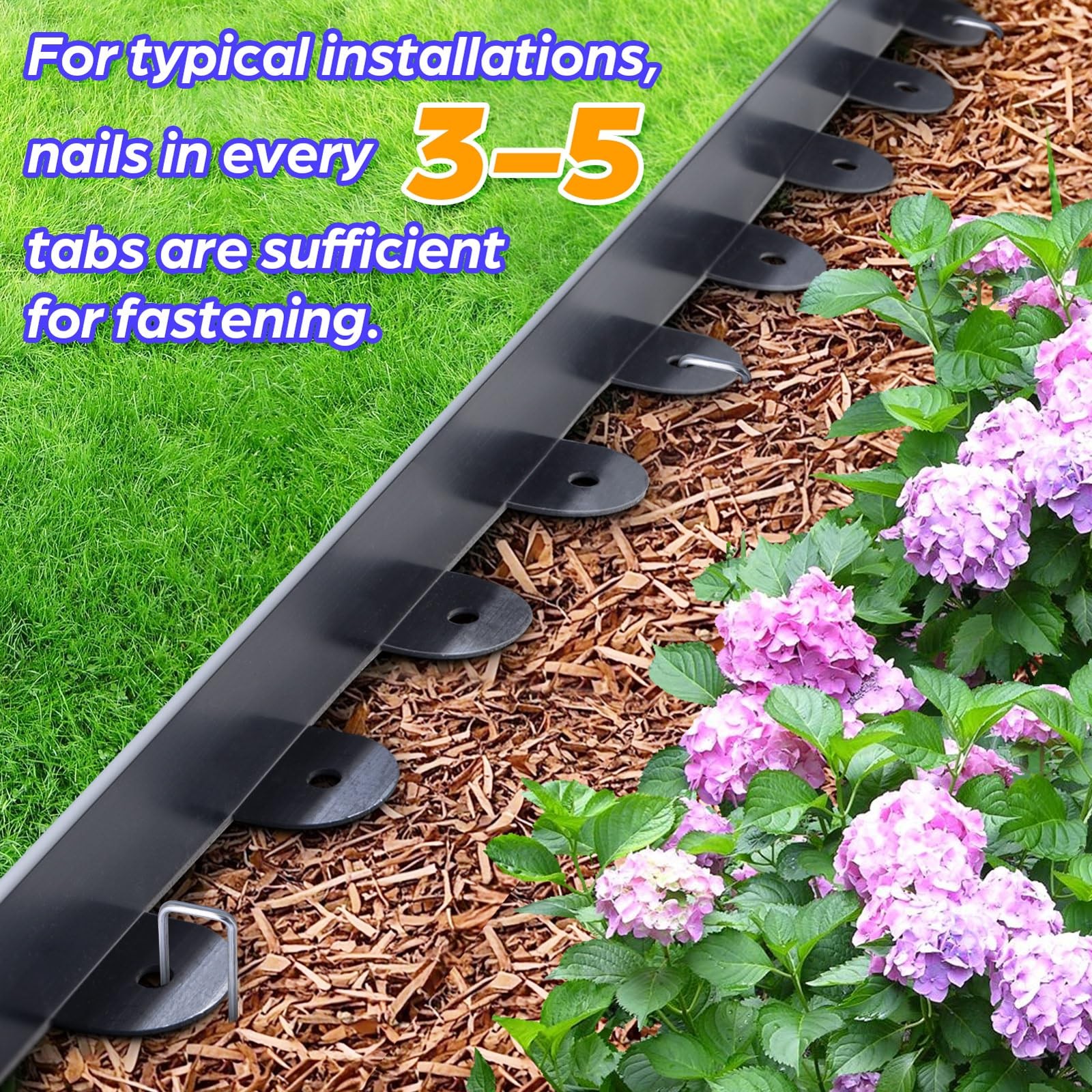 Jorvila Landscape Edging, 1.5″ x 40′ Plastic Garden Edging with 40 Pcs Metal Spi