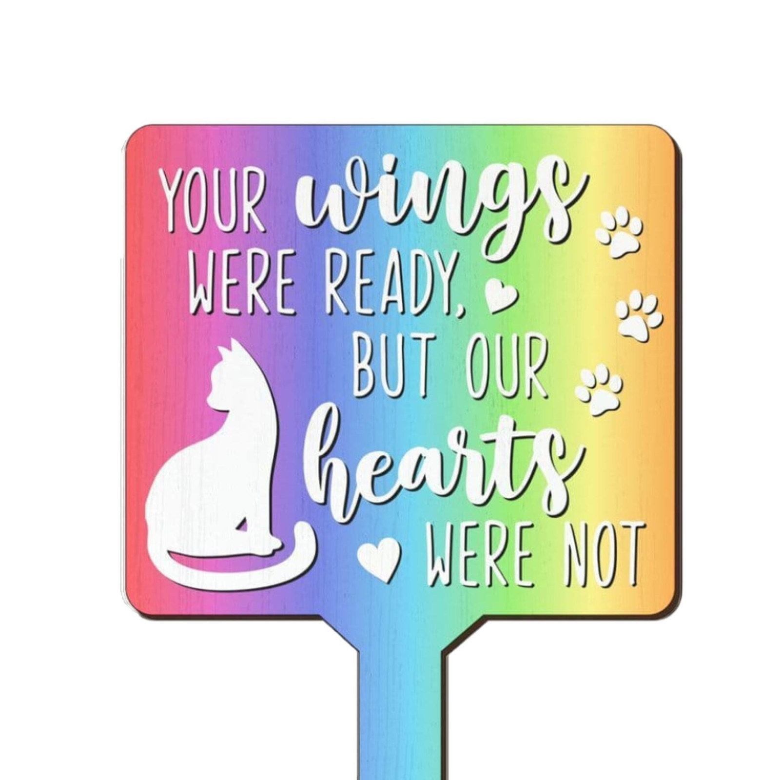 Cat Memorial Rainbow Garden Planter Sign Plaque