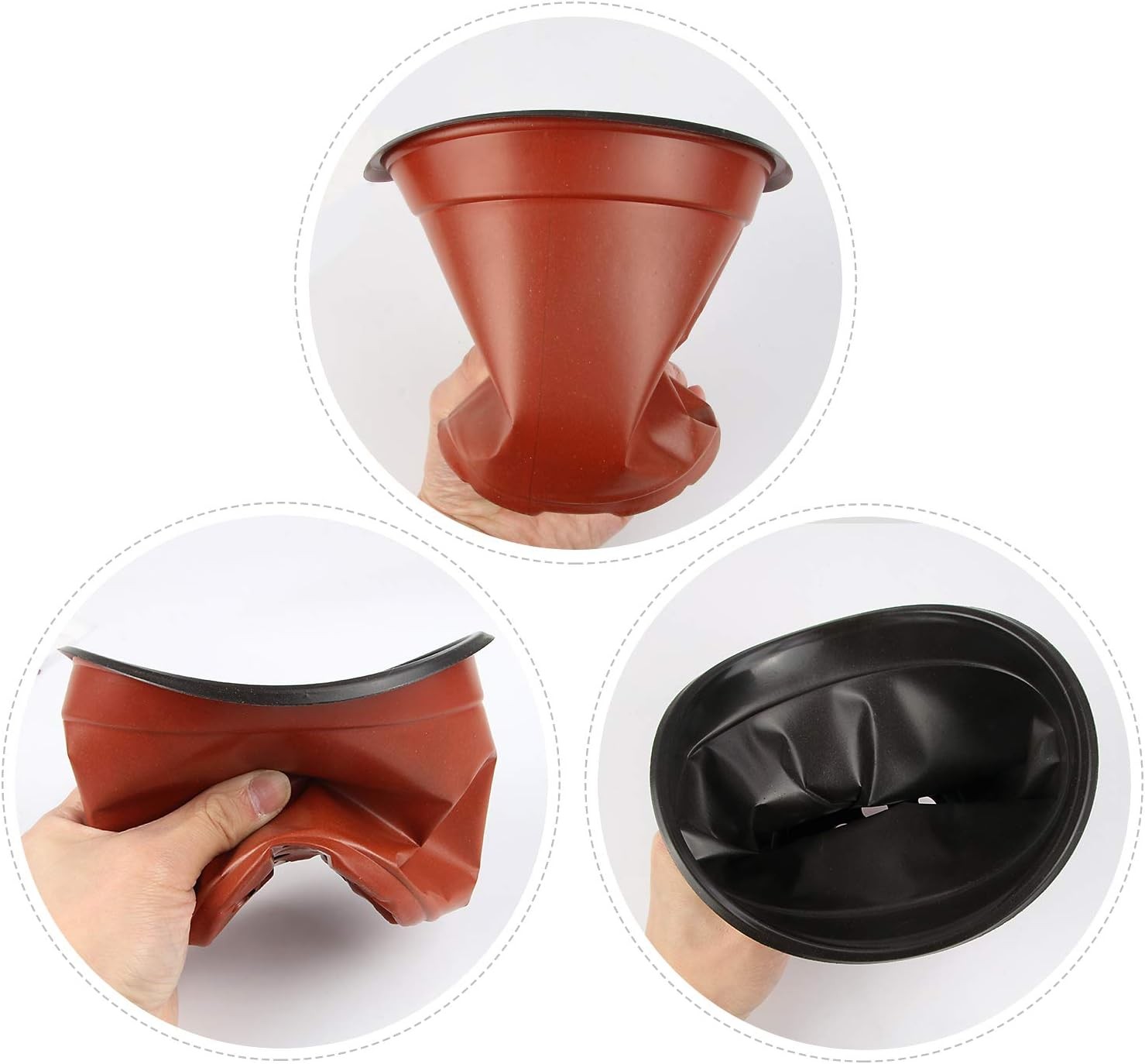 Augshy 130 Packs 6 Inches Plastic Plant Nursery Pots, Seed 6 Inches, Red