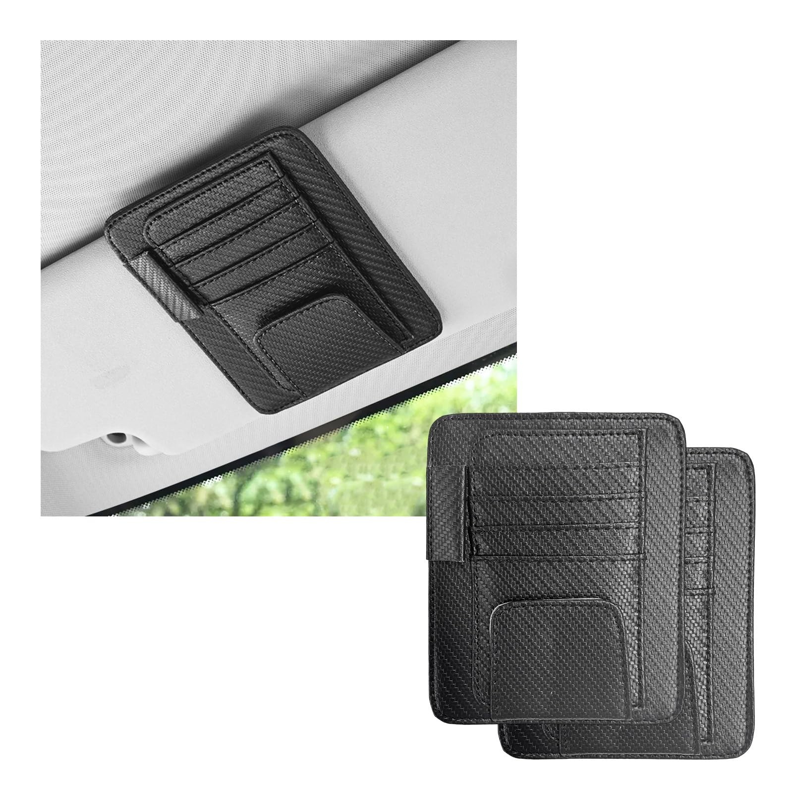 Dickno 2PCS Small Leather Car Sun 6.1×4.92 inches, Carbon Fibre Black,