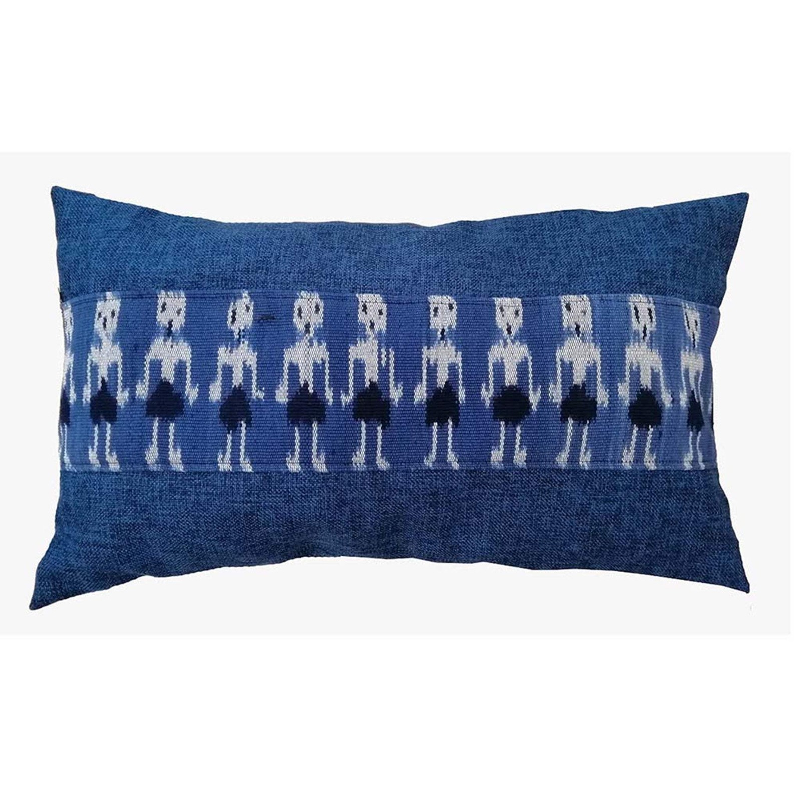 Handwoven Ikat Pillow Cover, Blue. Cover Only with No Insert. 12inches x 20inche
