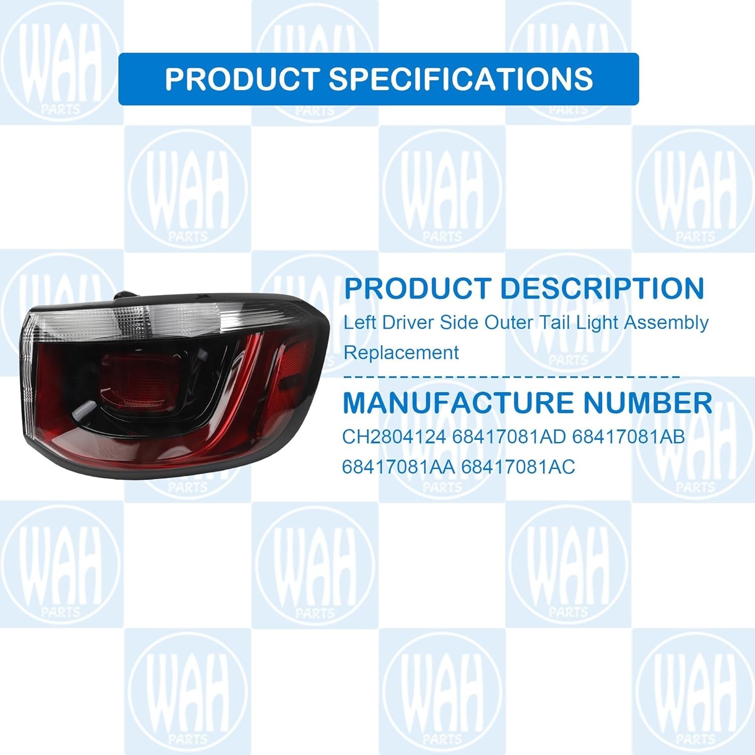 Left Driver Side Outer Tail Light Assembly 2021-2024 Jeep Compass Halogen Taill