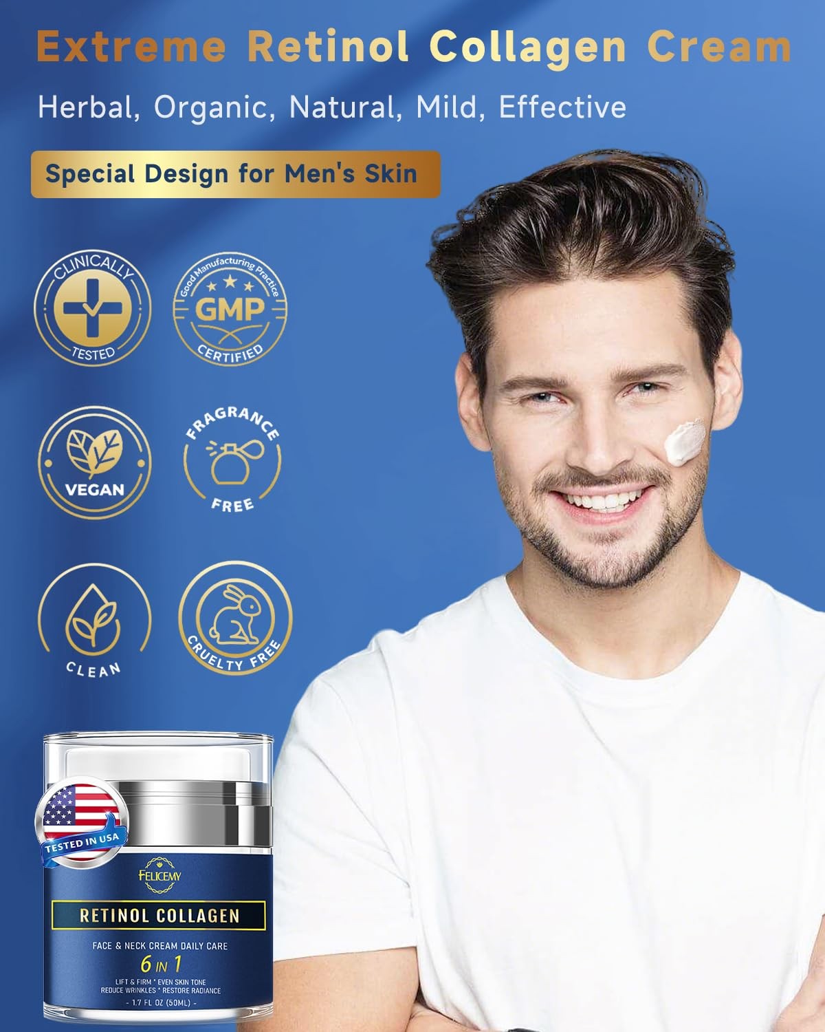 Felicemy 6-in-1 Face Cream for Men, Mens 1.7 Fl Oz (Pack of 1)