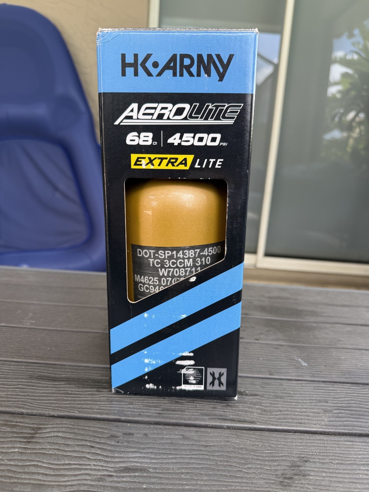 HK 68/4500 Carbon Fiber Paintball Tank Aerolite Extra Lite Black/Gold – SEE DESC