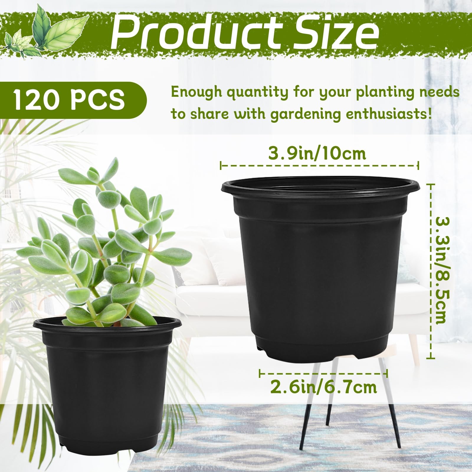 Woozettn 120 Packs 3.9 inches (W) x (L) x 3.4 (H), Black