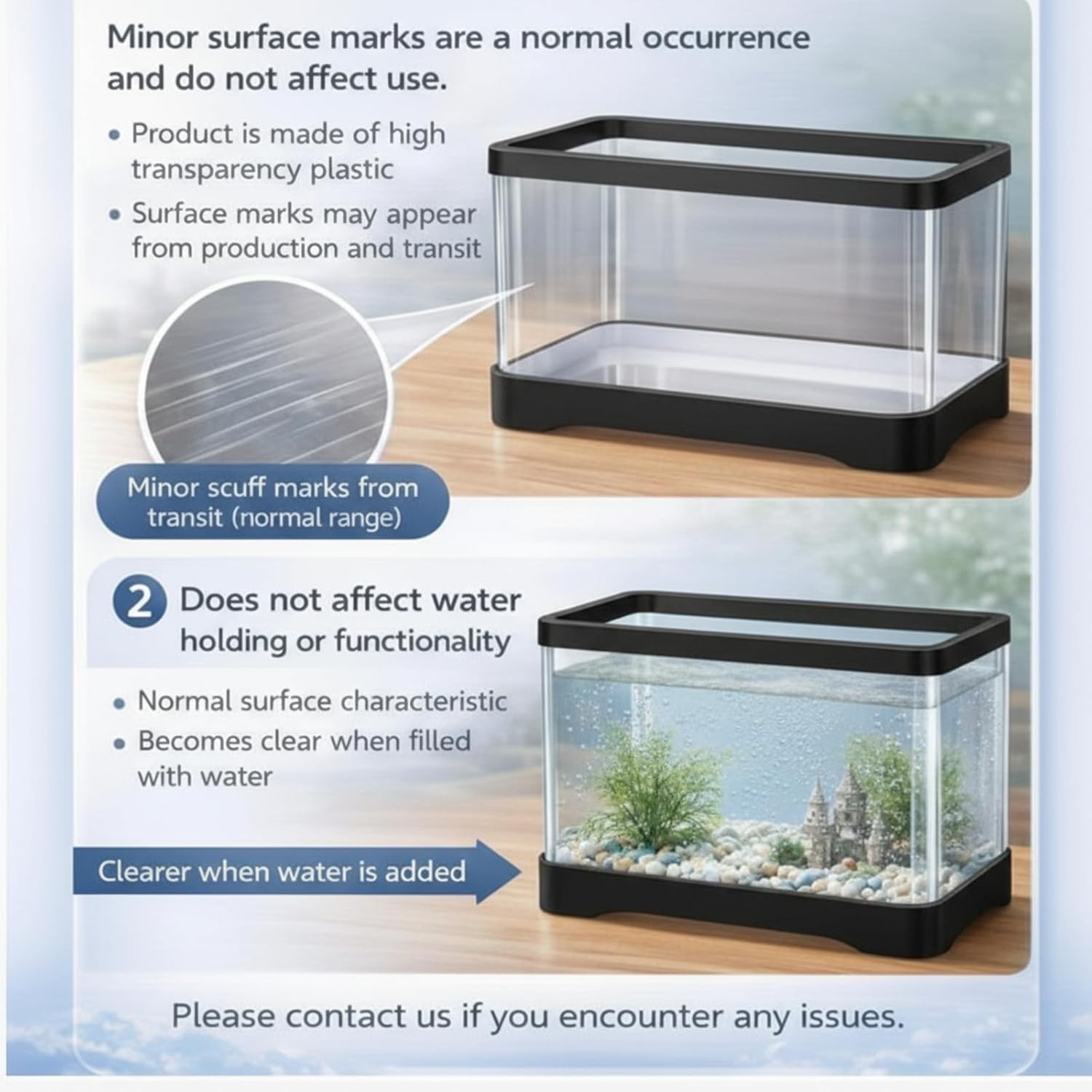 2 Gallon Plastic Rectangular Fish Tank, Aquarium for Betta Fish Reptiles…