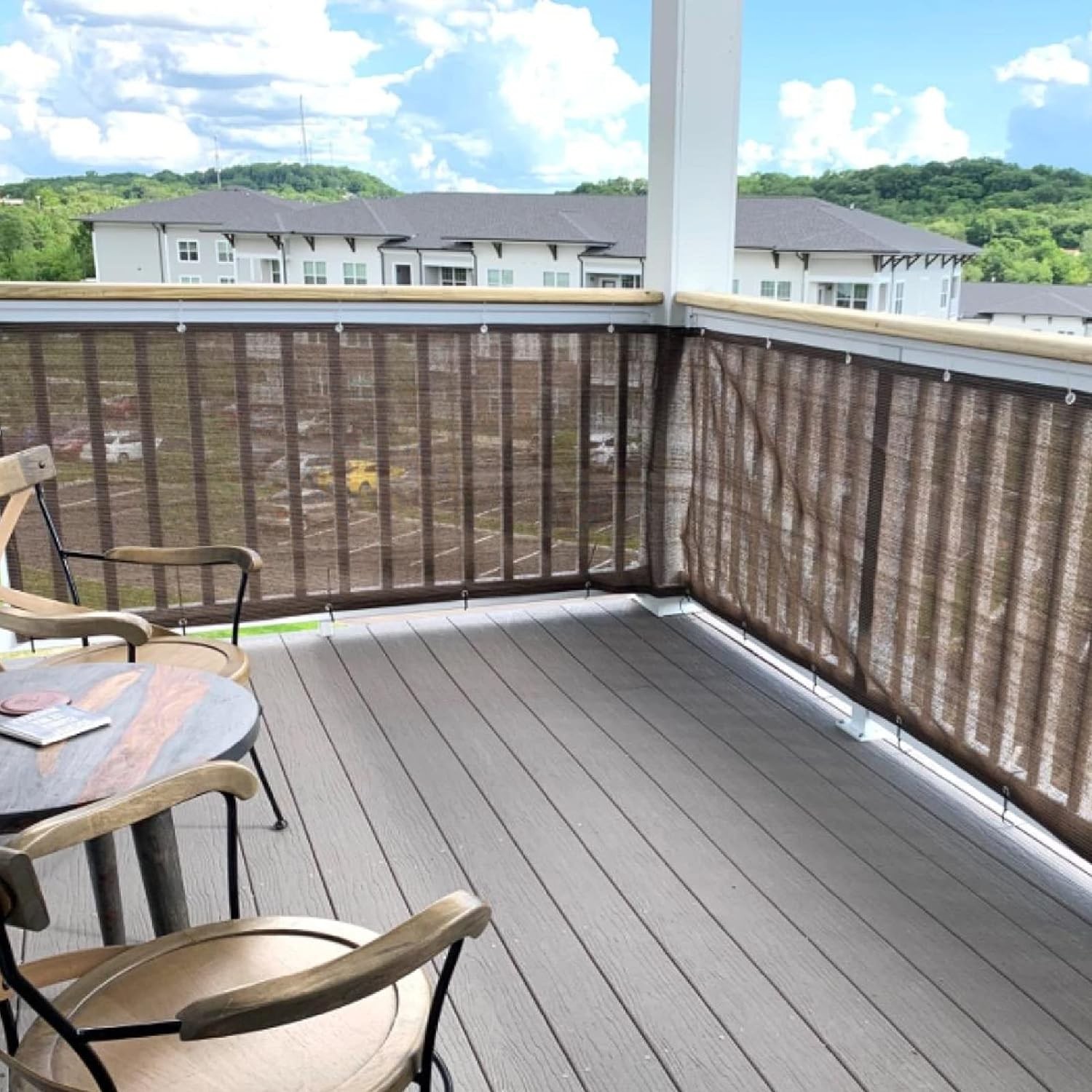 Fence Privacy Screen Balcony Sun Shade Cloth 3'3×9'9, Coffee