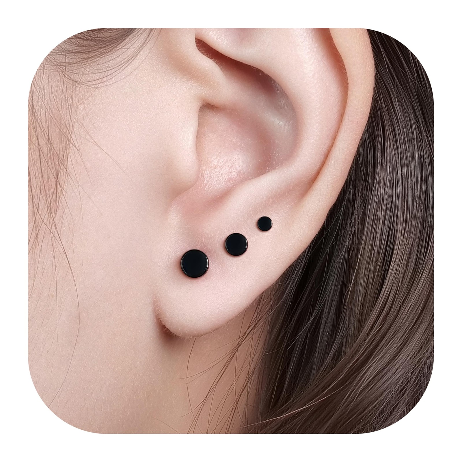 limerencia G23 Hypoallergenic Titanium Screw on Back Flat Dot 3MM, Black