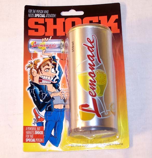 SHOCK LEMONADE CAN funny pratical joke novelties pranks drinking cans shocking
