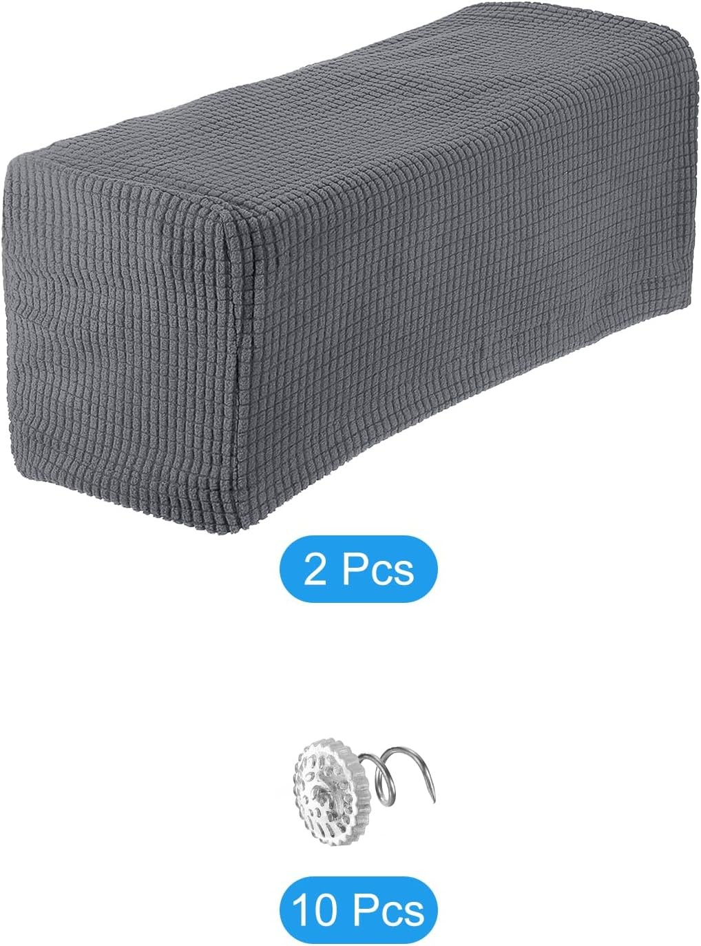 uxcell 2pcs Stretch Armrest Covers for Chairs/Sofas, Couch Arm Light Grey