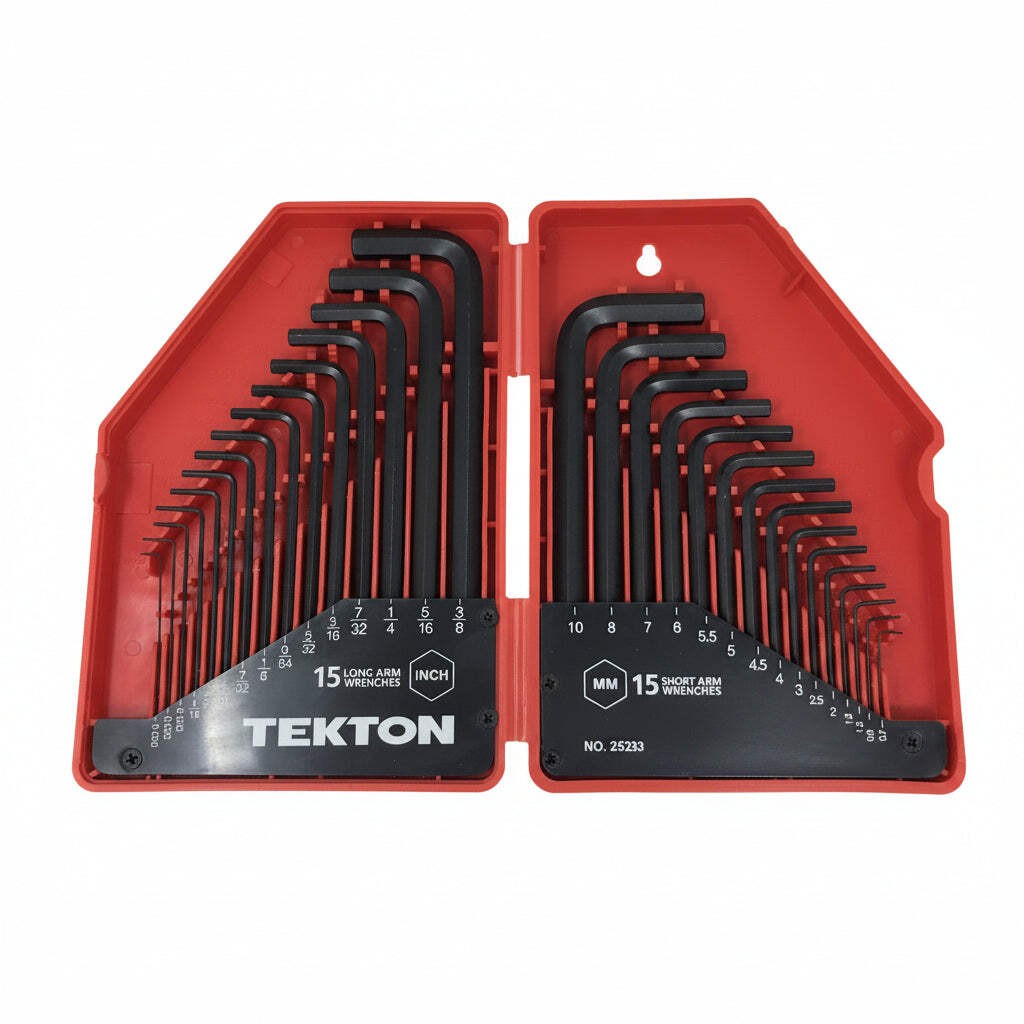 25253 Tekton Hex Key Set + Case – 30Pc – Long & Short Arm – Metric & SAE