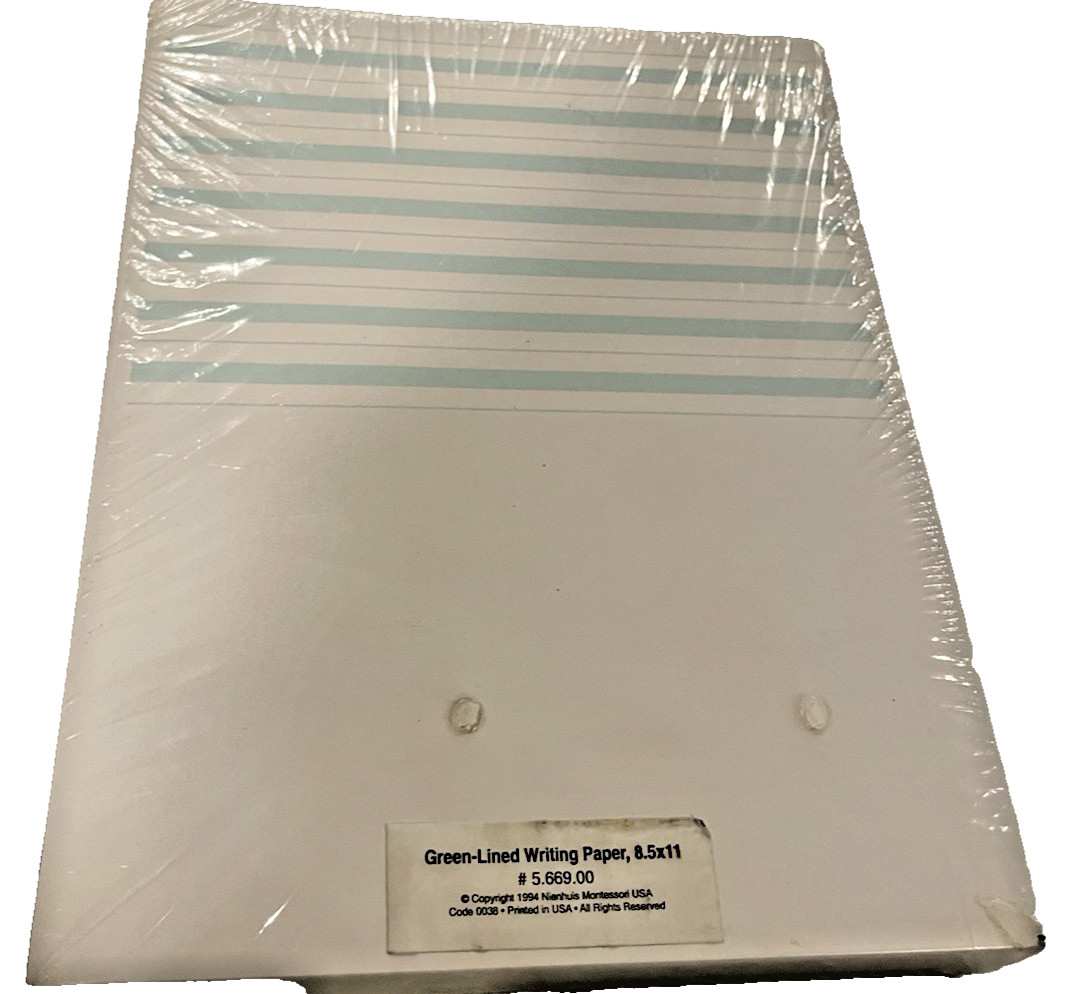Montessori Nienhuis NEW IN WRAPPER Green Line Paper 500 sheets- Paper NEW