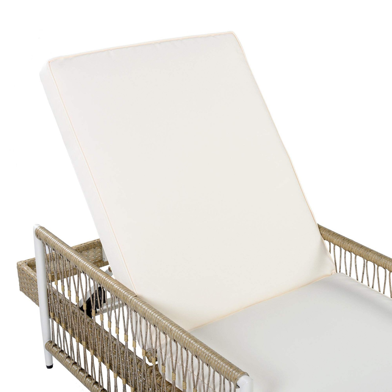 PE Rattan Chaise Lounge Chair Set of 2 with Cushions