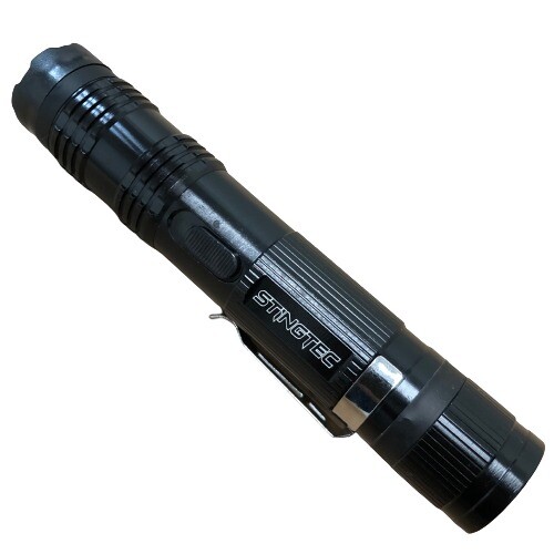 Tactical Self Defense Stun Gun Black Metal 550 BV Rechargeable LED Flashlight