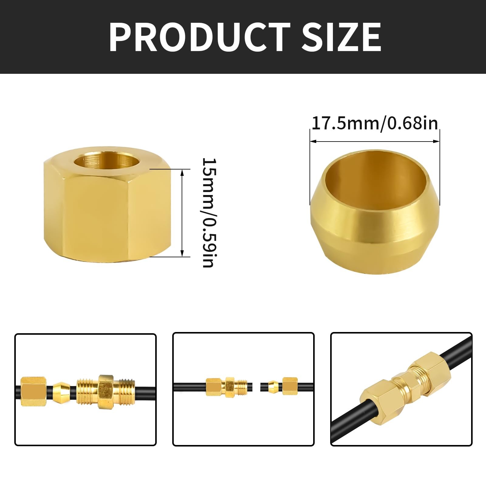 MuHize 5/8″ OD Brass 5/8 Inch, Compression x
