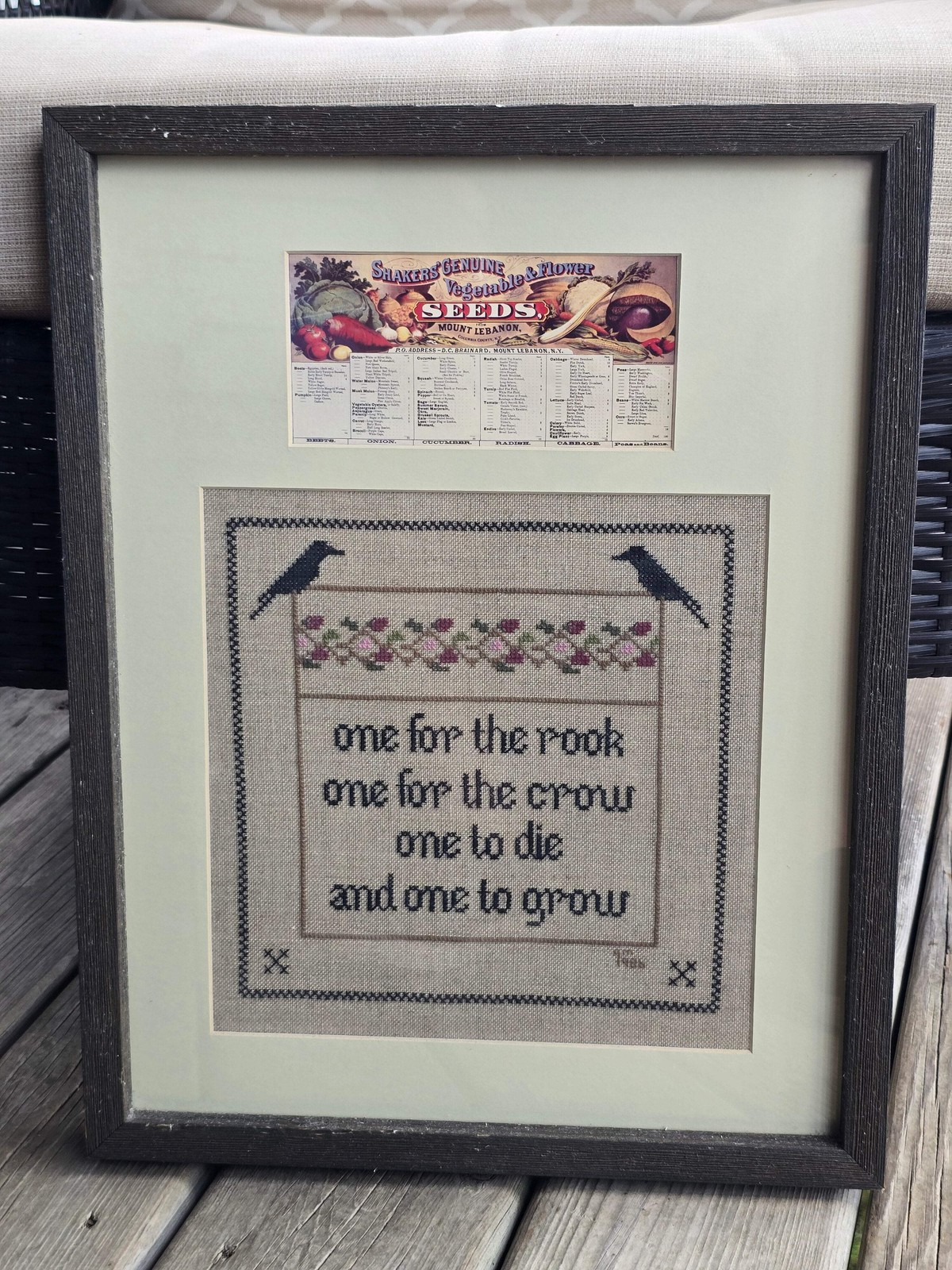 Cedar Hill – Gardener’s Verse – Completed Cross Stitch