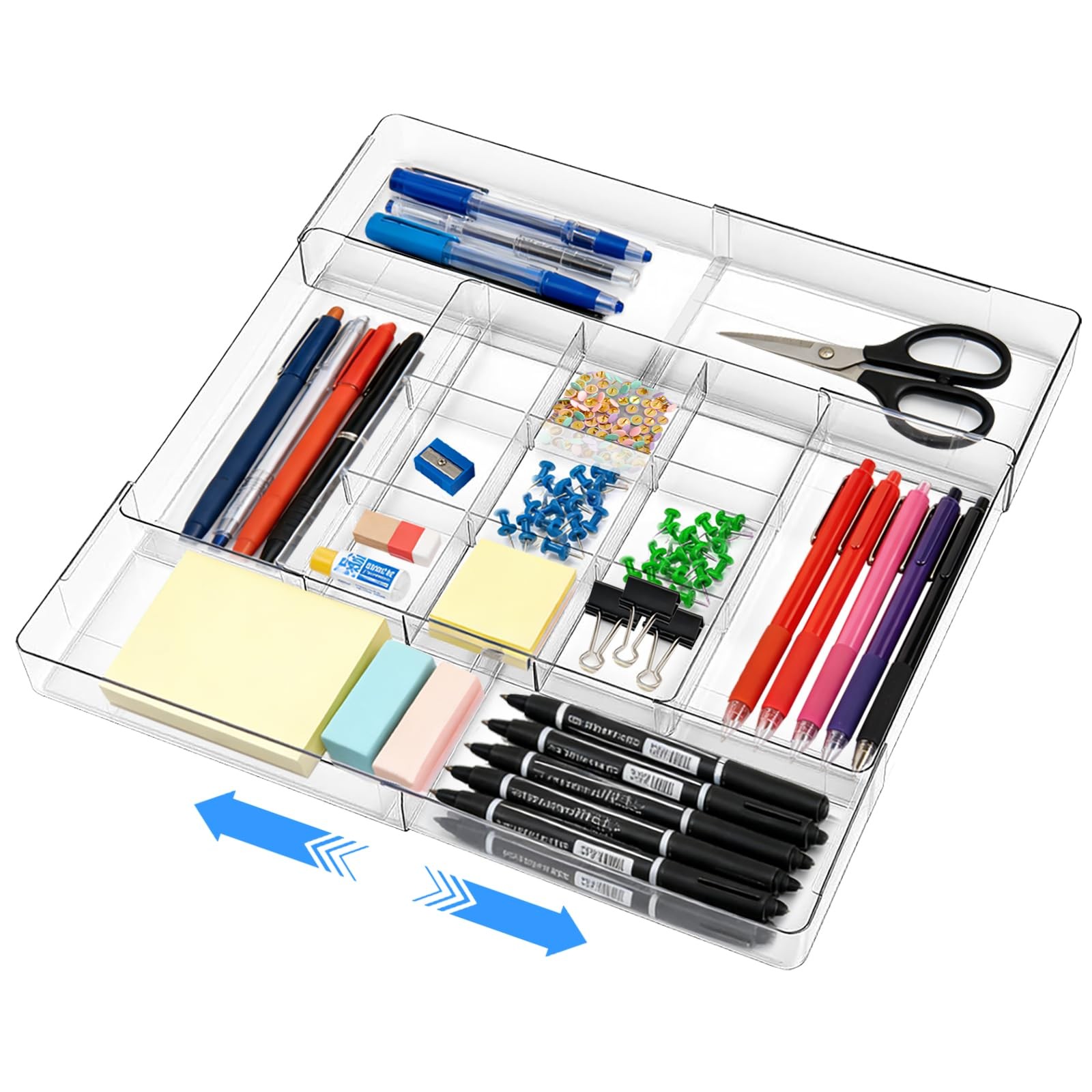 Widousy Acrylic Drawer Organizer, Expandable Organizer Transparent
