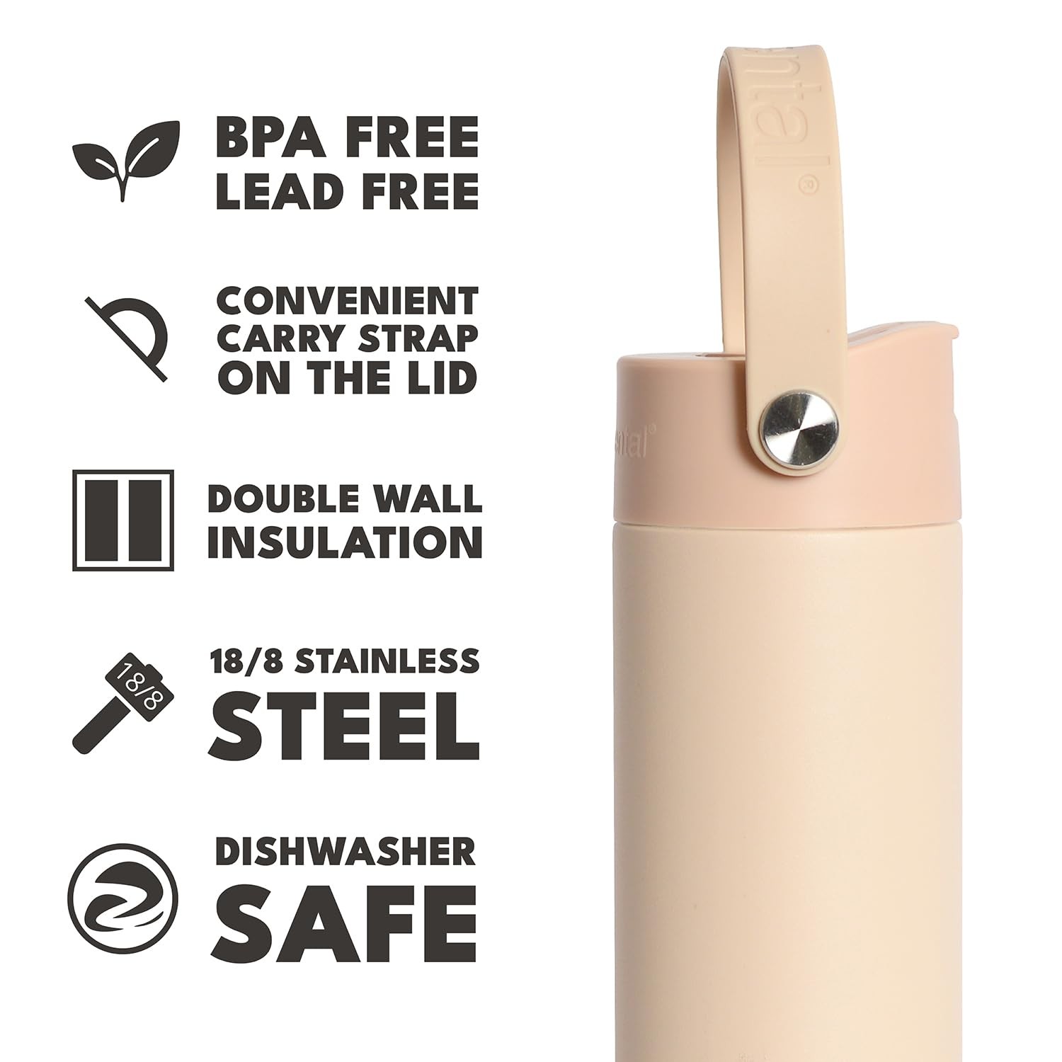 Elemental 24oz Insulated Water Bottle with Straw – 100% Leak-Proof Stainless Ste