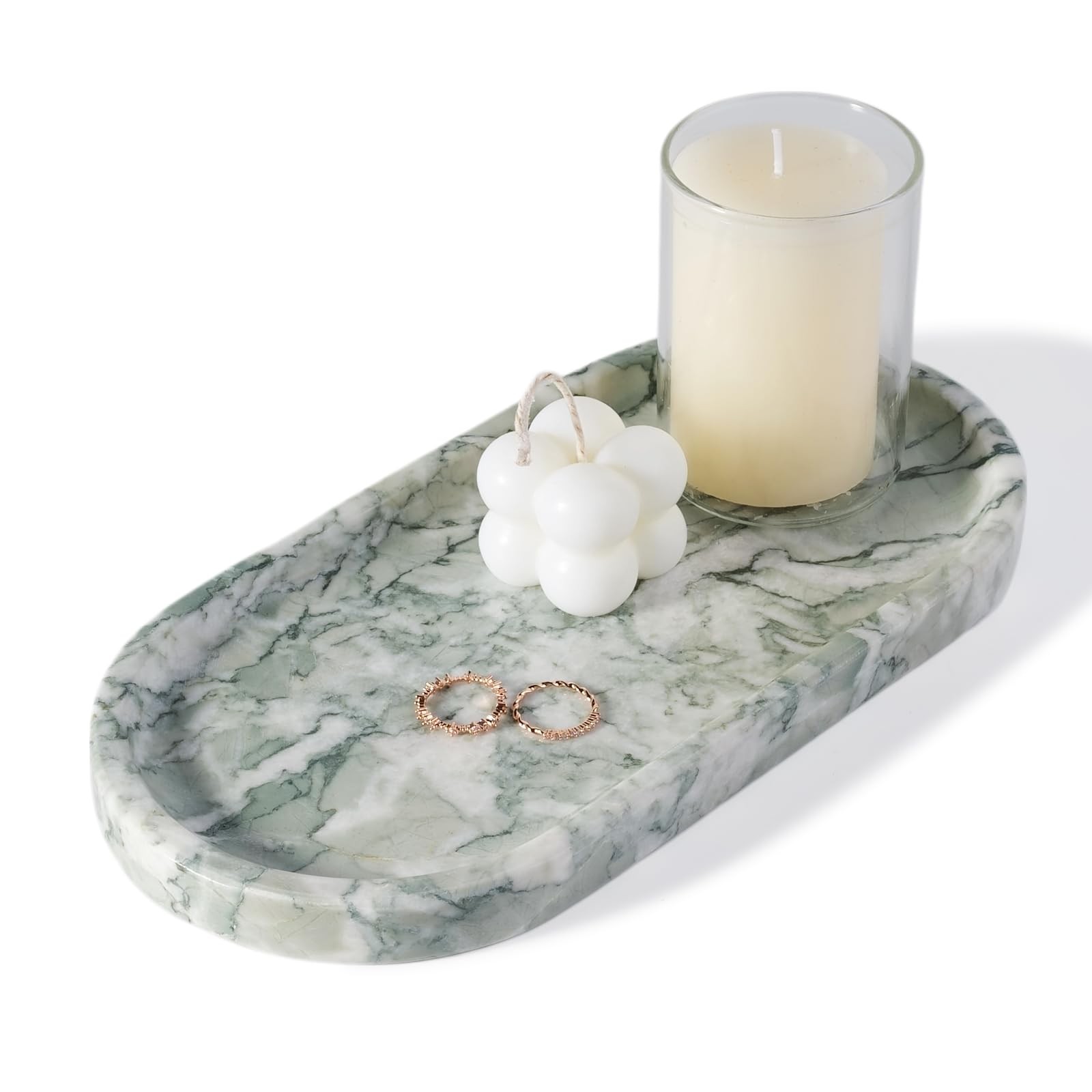 Koville Marble Bathroom Tray for Countertop, Vanity Tray Stone Trays for Decor,