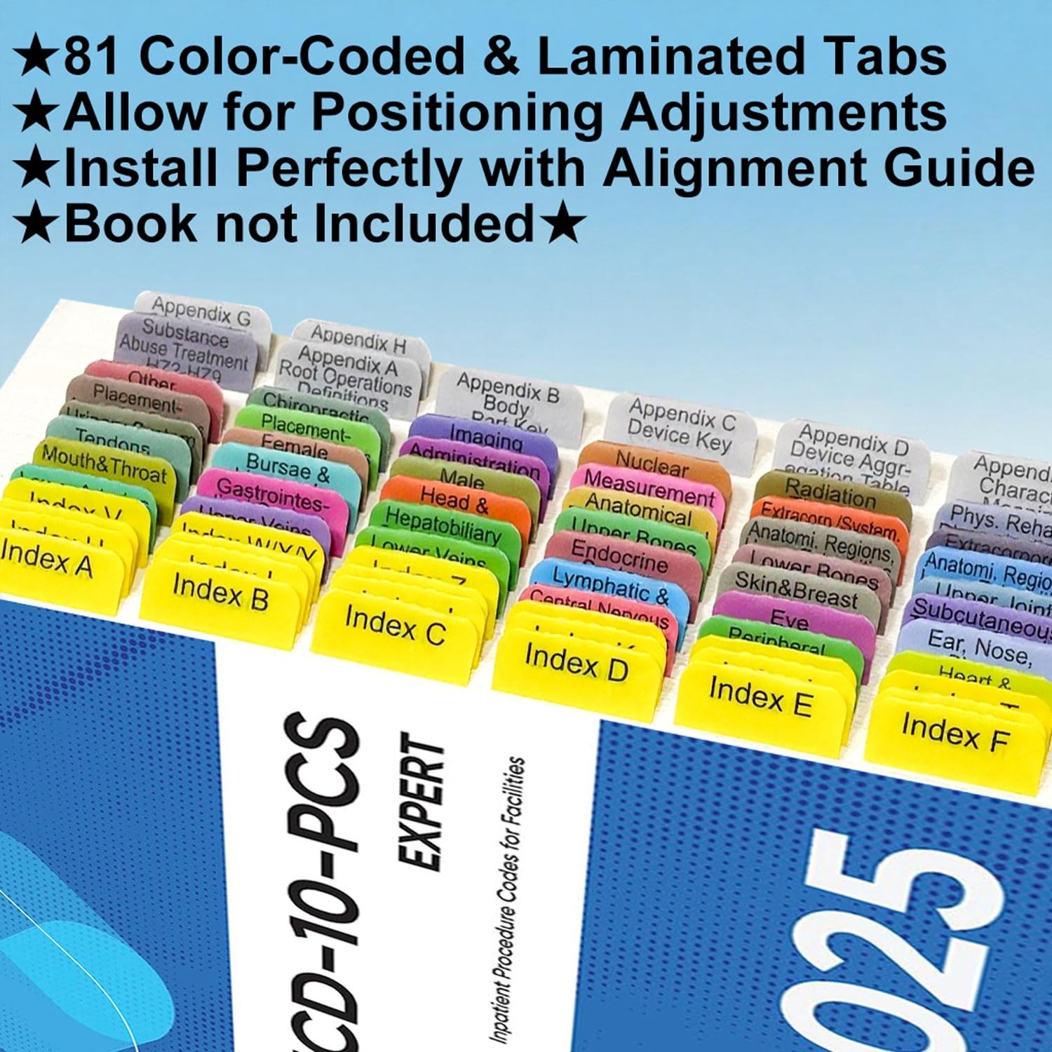 Index Tabs for ICD-10-PCS Expert 2026/2025 (Book not Included)84 Color-Coded …