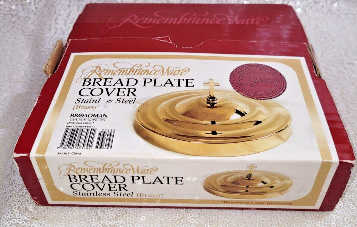 Brass colored, Stainless Steel Bread Plate or Tray Cover RememberanceWare Church