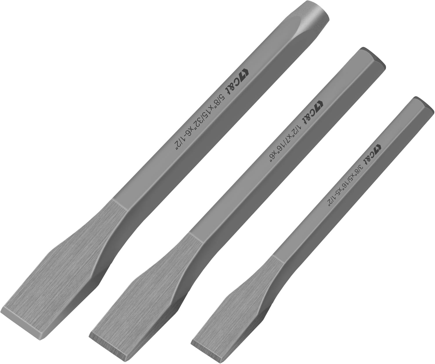 C&T 3-Piece Heavy Duty All Purpose Cold Chisels Kit, 3/8, 1/2, 5/8 In