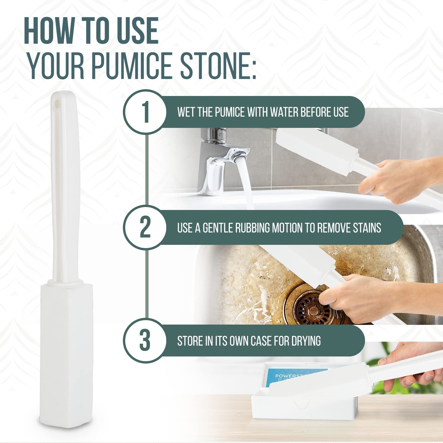 Powerstone Pumice Stone Toilet Bowl Cleaner with 1 Count (Pack of 1), white