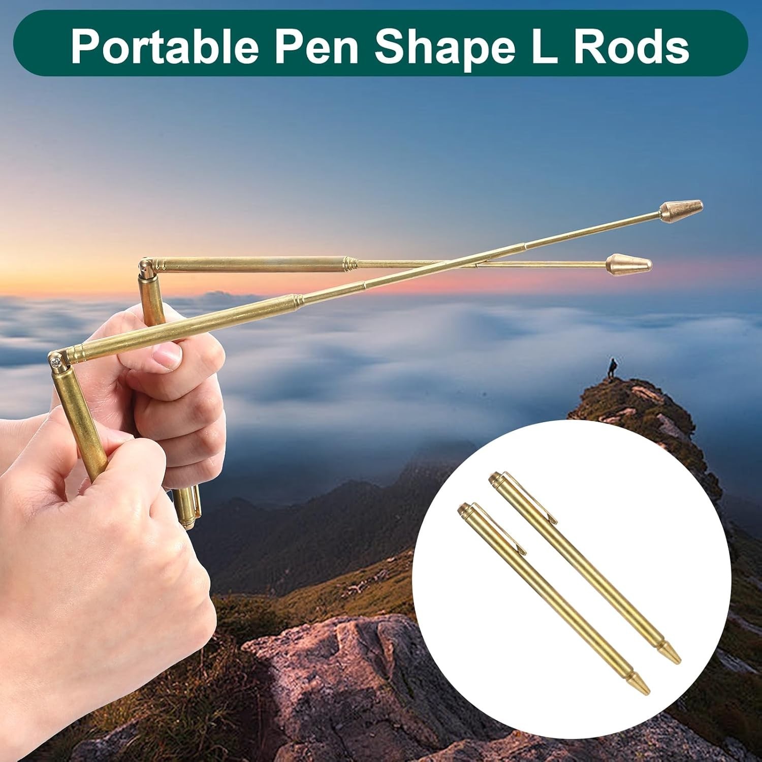 Compact 2Pcs Brass Dowsing Rods for Paranormal Investigation & Energy Sensing
