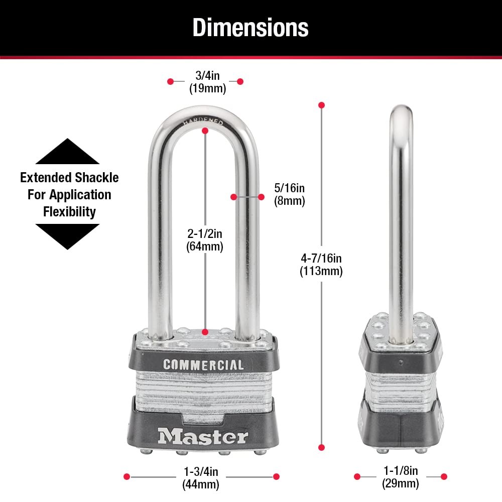 Master Lock 1KALJ Outdoor Padlock with Key, 1 Pack, Silver 1LJ,