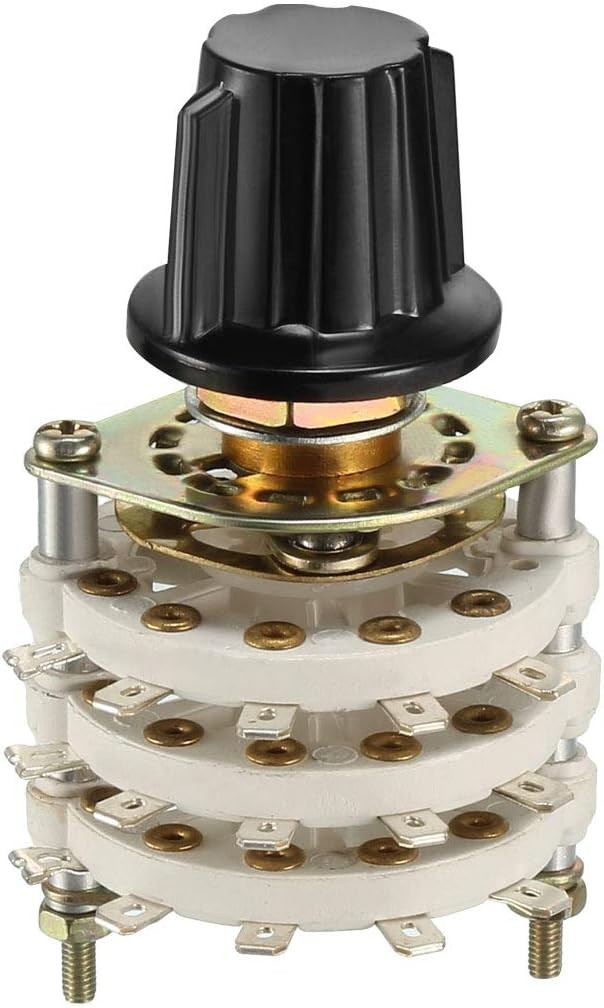uxcell 3P4T 3 Pole 4 Position 3 Deck Band Channel Rotary Switch Selector with Kn