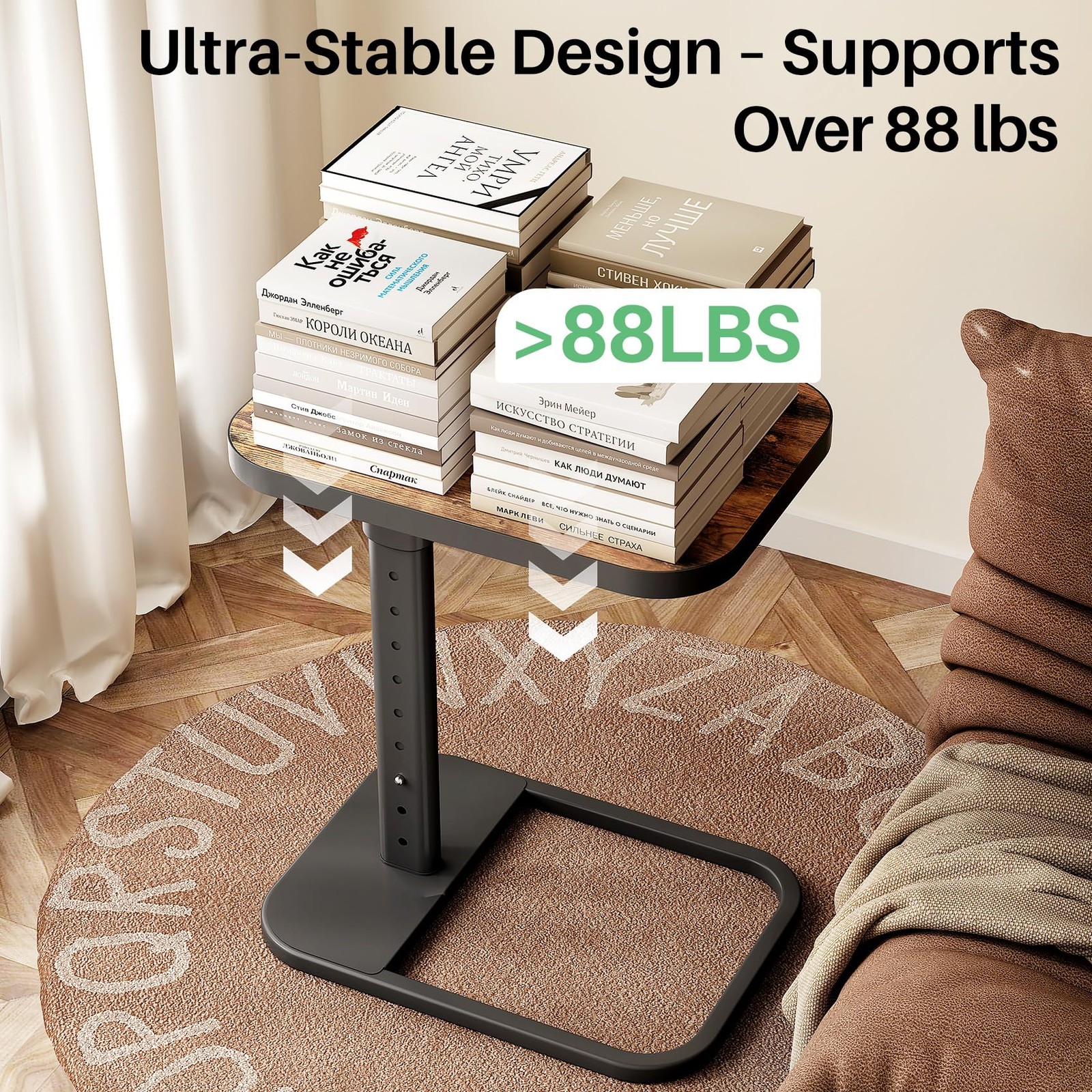 Kitstorack TV Tray Table, Adjustable Height & Flip-Top Large Top Brown