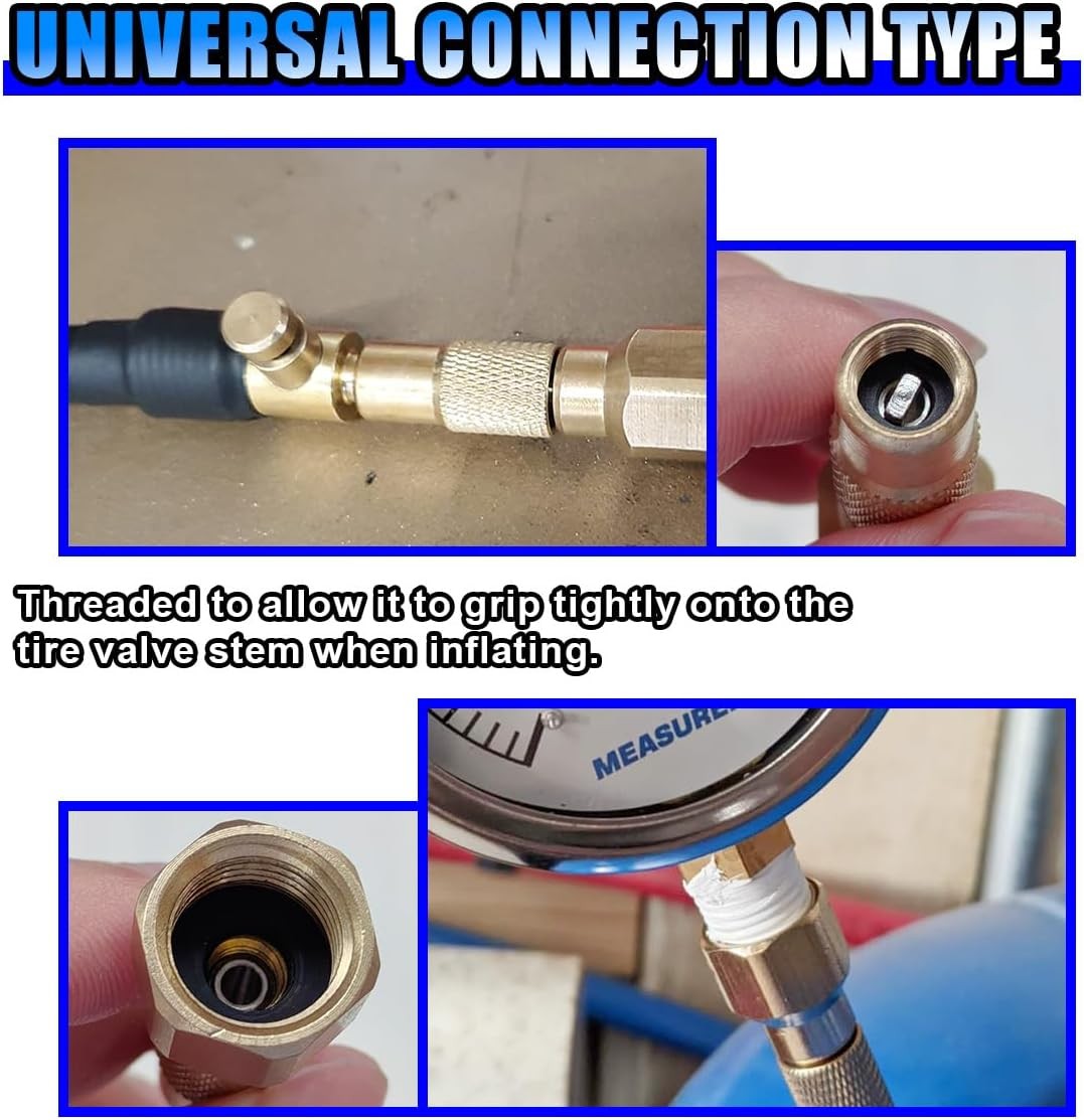 2PCS Car Tire Air Chuck, Heavy-Duty Screw on Tire Air Chuck with 1/4” NPT Threa