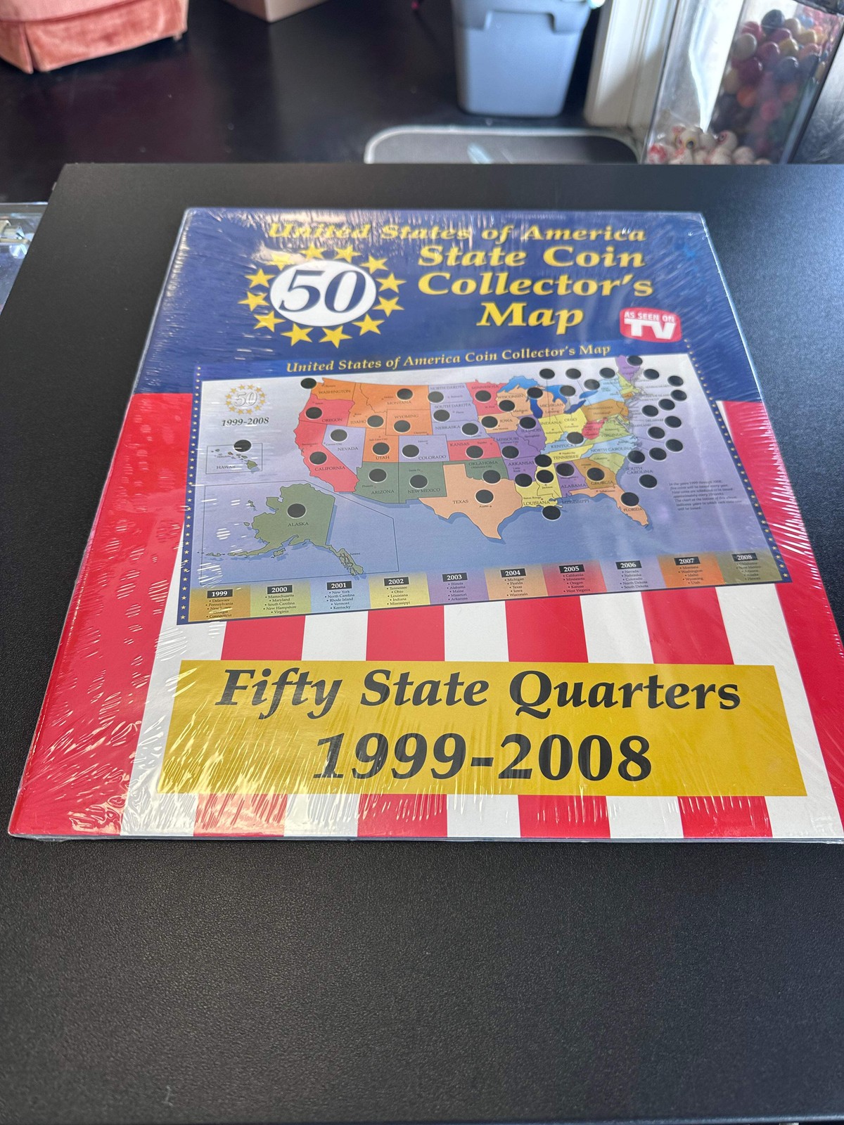 United States of America State Coin Collector’s Map 50 State Quarters 1999-2008