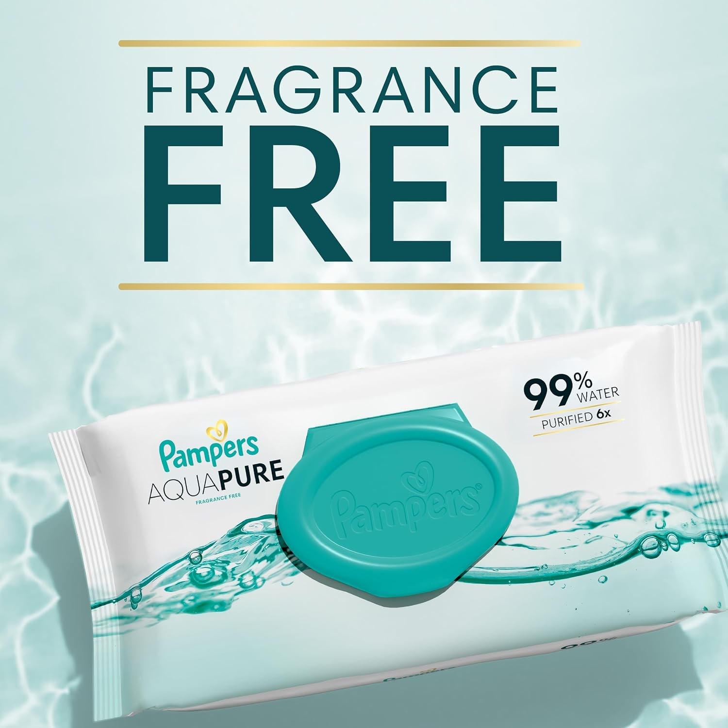 Pampers Aqua Pure Baby Wipes, 99% Water, Fragrance Free, Unscented, Water Base