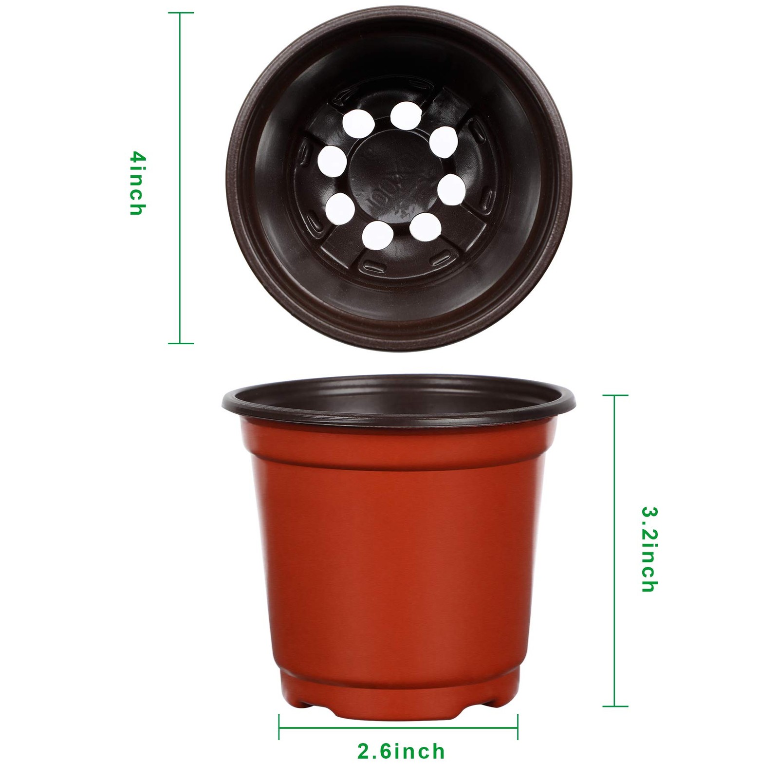 Augshy Nursery Pot, 110 Pcs 4″ Plastic Plants Pot,Seed Starting 4 Inches, Red