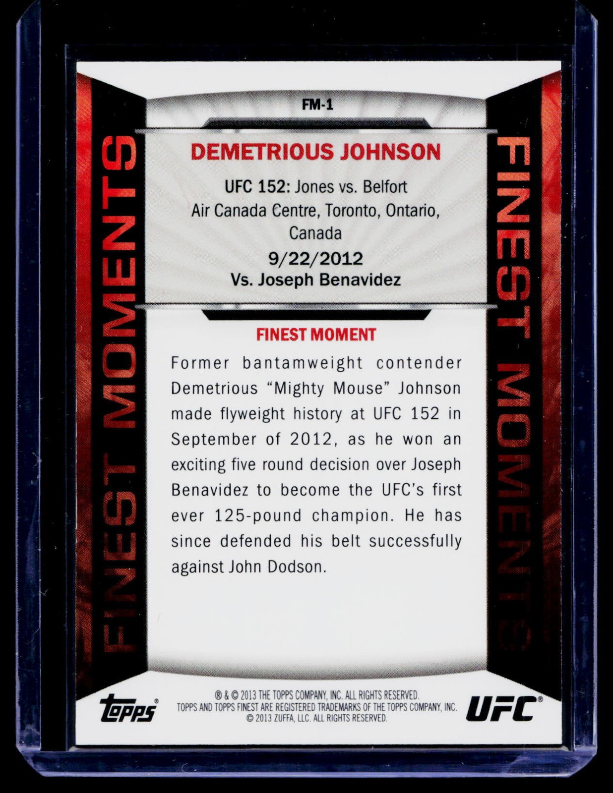 2013 Topps Finest UFC Moments Demetrious Johnson Gold Speckle /88