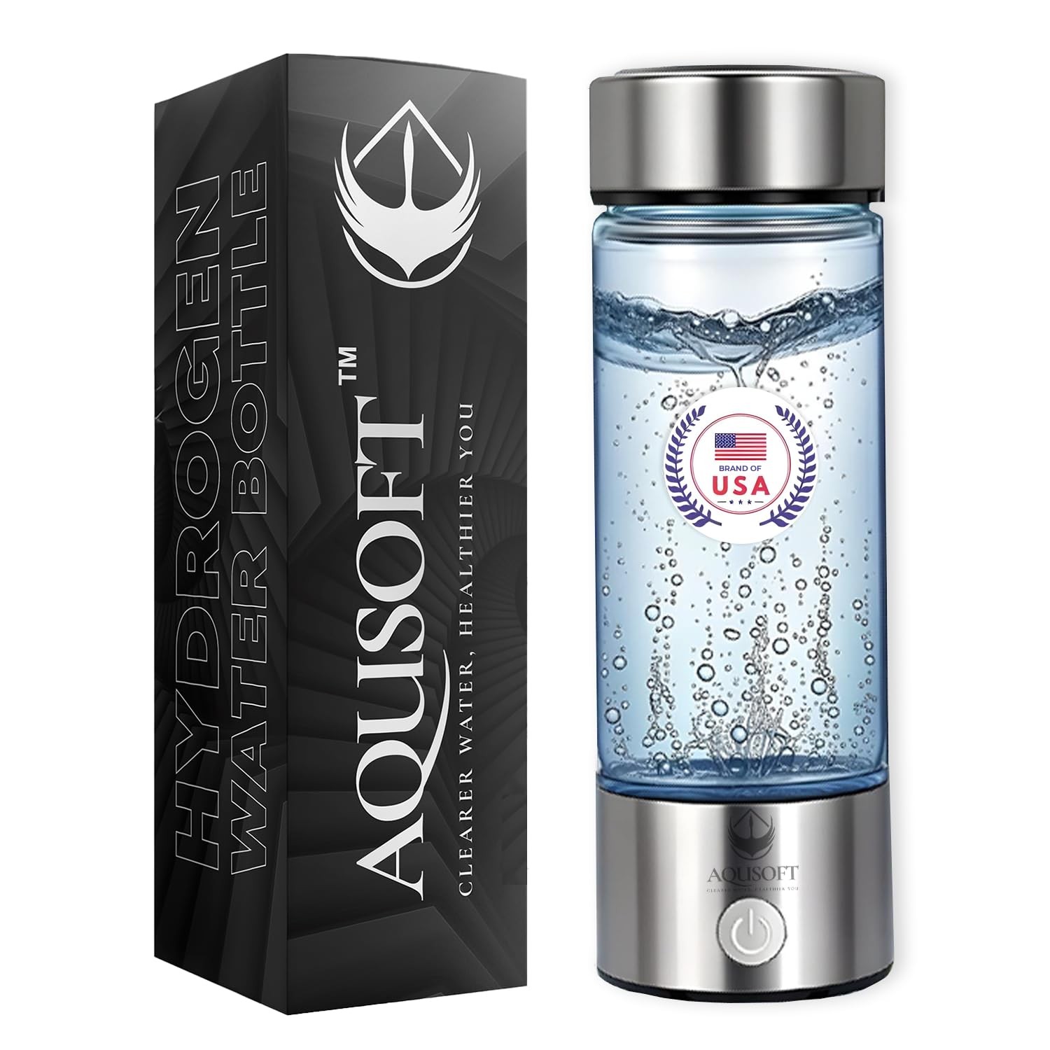 AQUSOFT 14.2 oz/420ml Portable Hydrogen Water Bottle with SPE-PEM Technology Typ