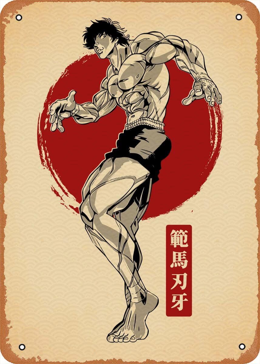 Anime Poster Japan Minimalist figure metal tin sign Baki Hanma Wall Art Decor