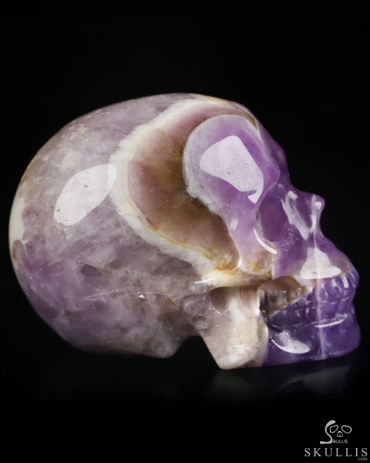 2.0″ Dream Chevron Amethyst Hand Carved Crystal Skull, Realistic, Healing