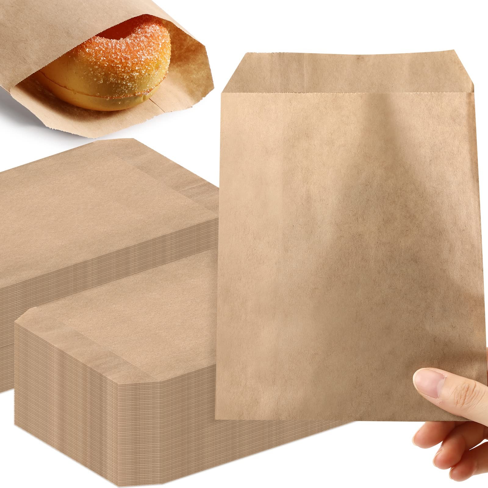 Outus 1000Pcs Mini Flat Kraft Paper Bags Natural Treat Popcorn Party Favor Slive
