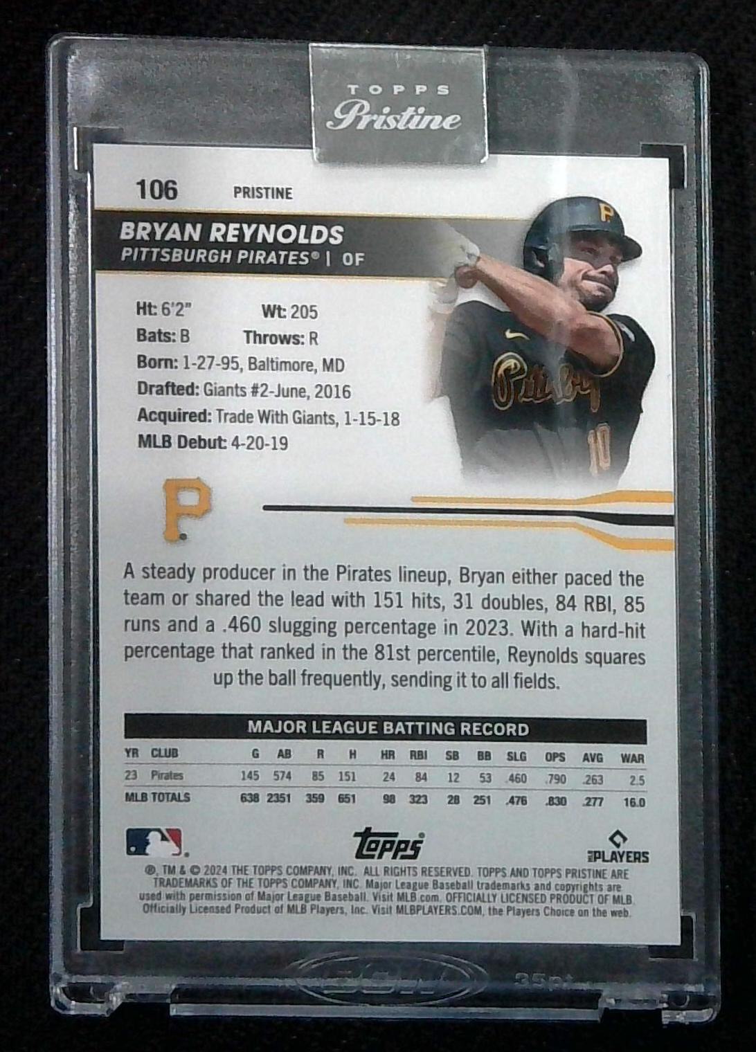 2024 Topps Pristine – Pink Refractor #106 Bryan Reynolds /15