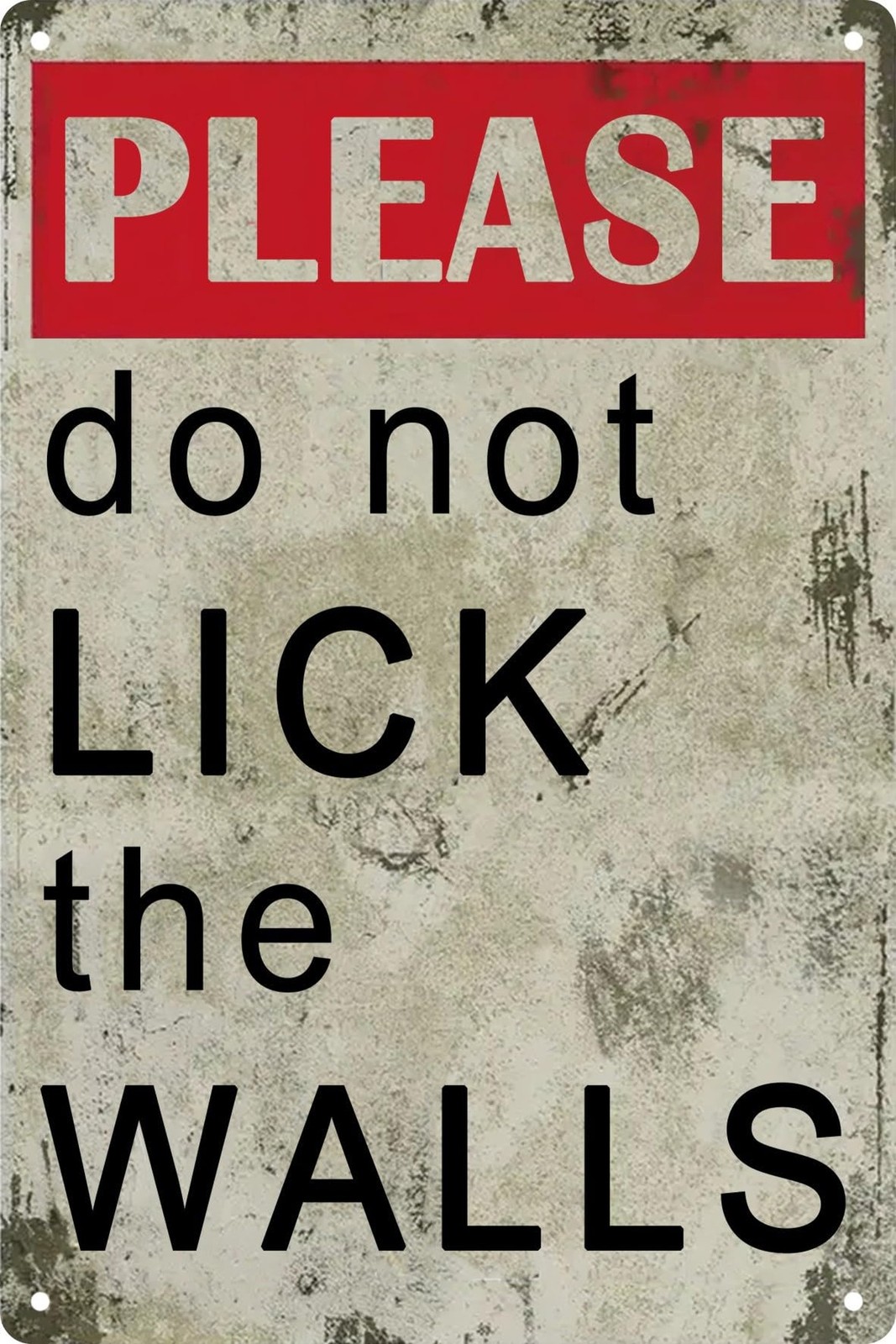 Funny Retro Metal Tin Sign Please Do Not Lick The Walls Bathroom Decor Poster…